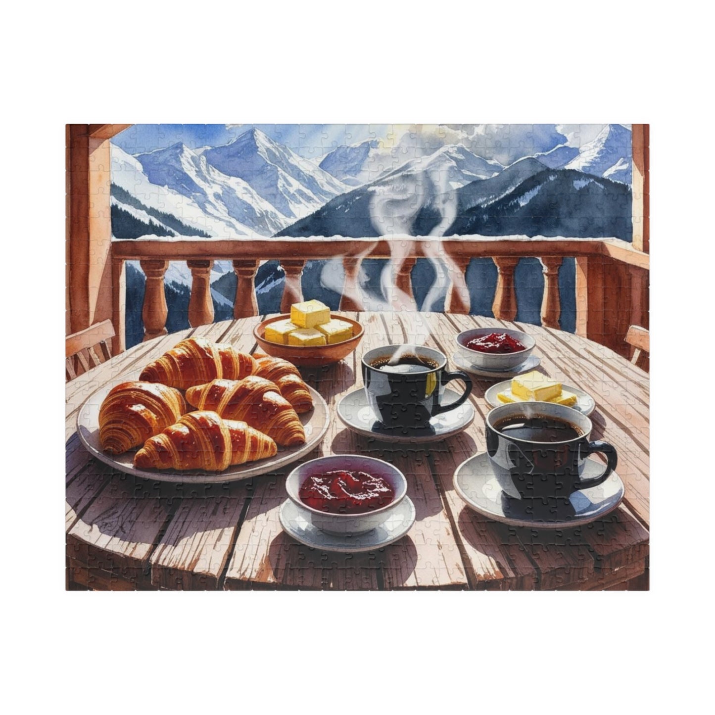 Rustic Breakfast Jigsaw Puzzle for Adults, Mountain View Indoor Activity Tabletop Game, Scenic Nature Lover Puzzle Gift for Friends 520 pcs (Horizontal) Puzzle The Puzzle Chest