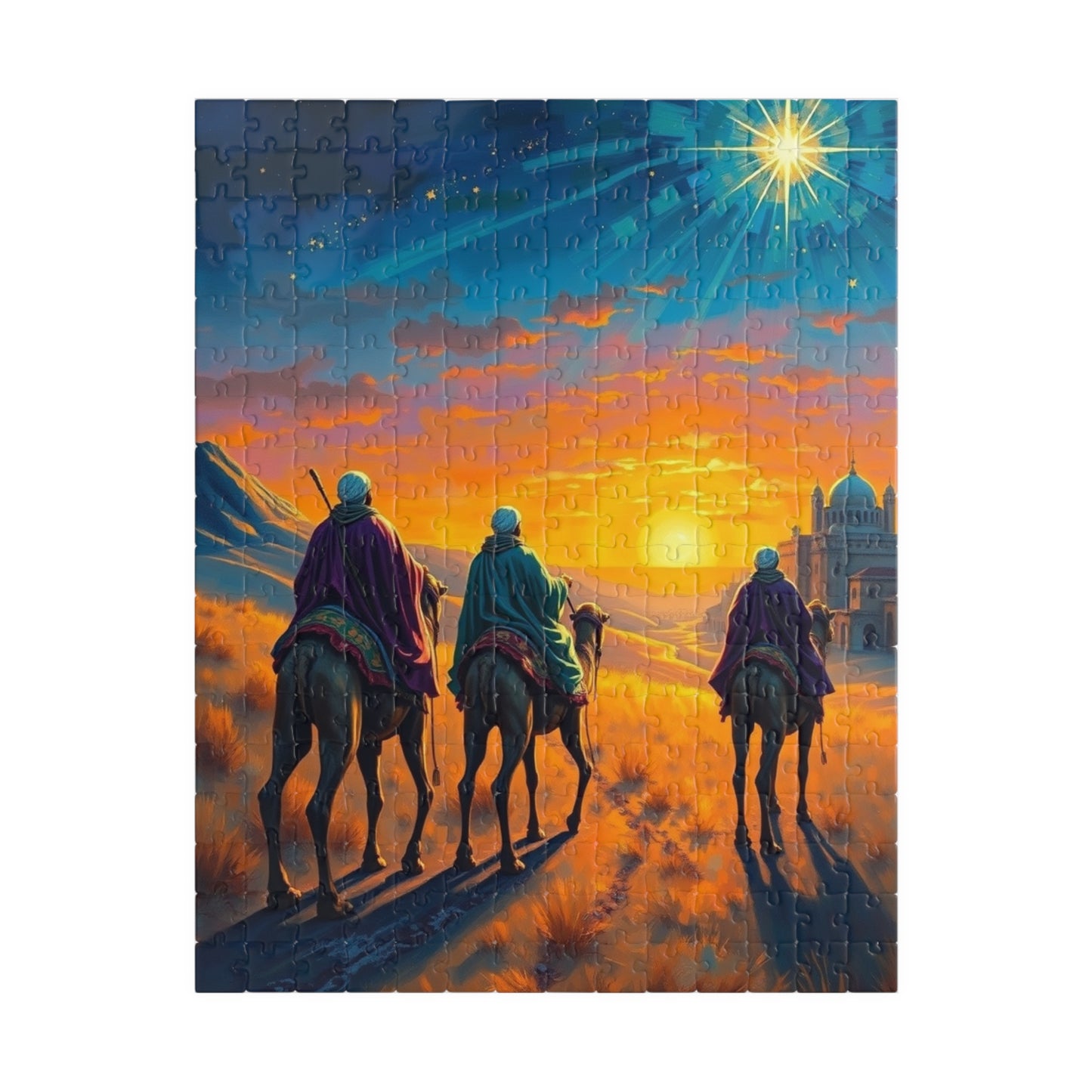 Three Wisemen Jigsaw Puzzle - Journey to Bethlehem, Christmas Holiday Activity Gift Religious Home Entertainment Family Fun 252 pcs (Vertical) Puzzle The Puzzle Chest