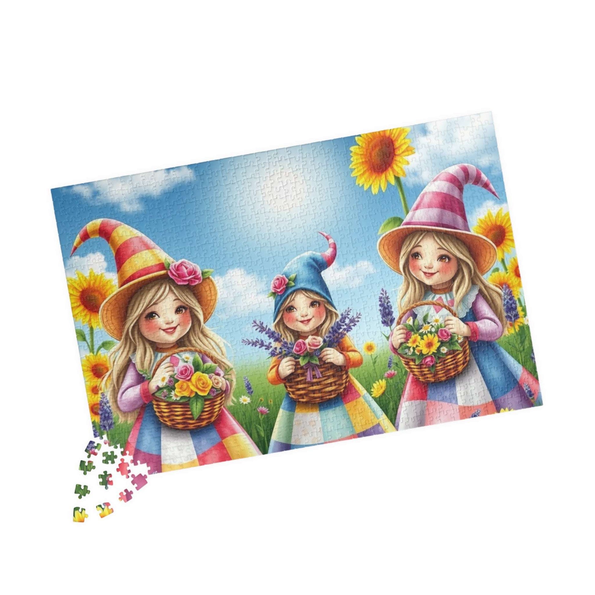Flower Festival Gnome Puzzle - Spring Themed Mythical Jigsaw Game 1014 pcs (Horizontal) Puzzle The Puzzle Chest