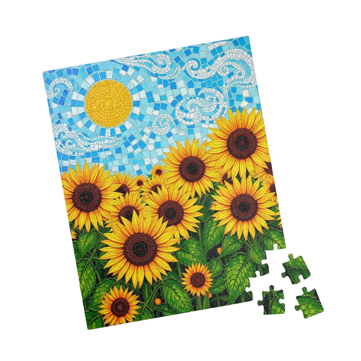 Mosaic Sunflower Puzzle - 110, 252, 520, 1014-piece Serene Floral Jigsaw Game for Adults, Home Decor, Nature Lover Gift, Relaxing Activity Puzzle The Puzzle Chest