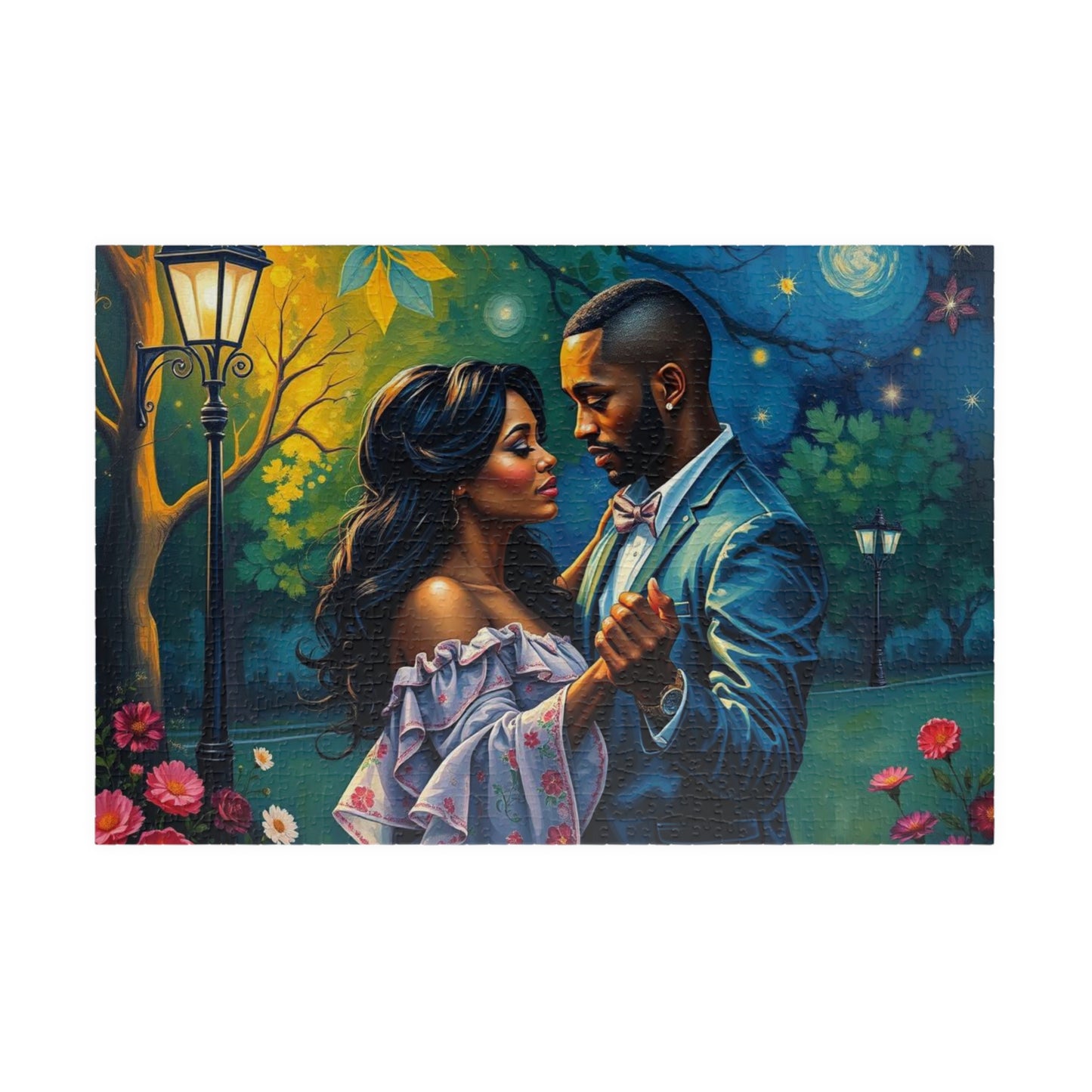Romantic Black Couple Puzzle, Afro American Art Jigsaw Puzzle for Adult Home Entertainment, Family Night, Puzzle Lover Best Gift for Friends 1014 pcs (Horizontal) Puzzle The Puzzle Chest