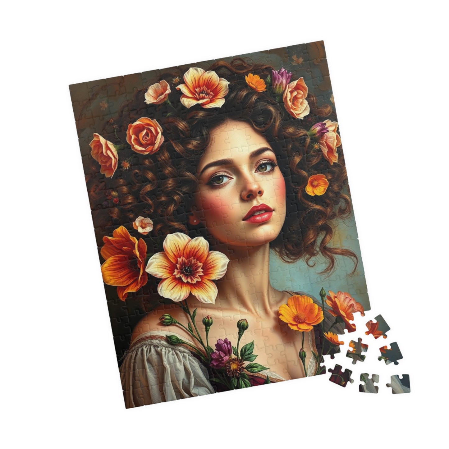 Floral Art Puzzle, Beautiful Woman Portrait Jigsaw, Relaxing Activity for Adults, Gift for Puzzle Lovers and Friends, Mindful Brain Teaser Puzzle The Puzzle Chest