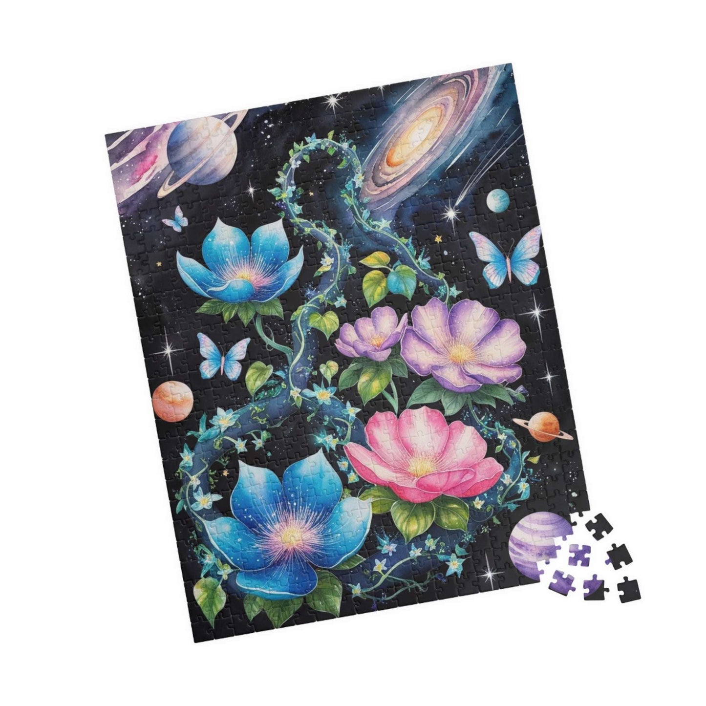 Cosmic Garden Jigsaw Puzzle (Butterflies Planets Stars), Fantasy Family Game Night, Adult Activity, Syfy Space Lover Gift, Hobby Puzzle The Puzzle Chest