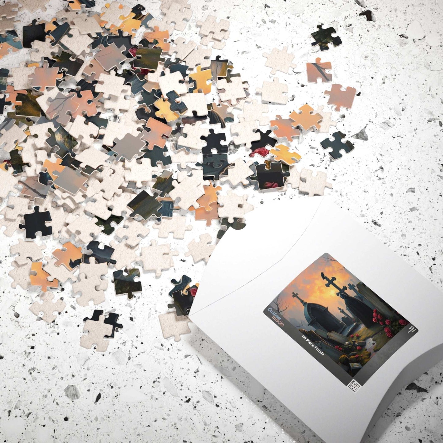 Gothic Graveyard Jigsaw Puzzle, Eerie Dawn Cemetery Scene, Halloween Game Toy, Challenging Quiet Pastime Brain Teaser, Family Activity, Gift Puzzle The Puzzle Chest