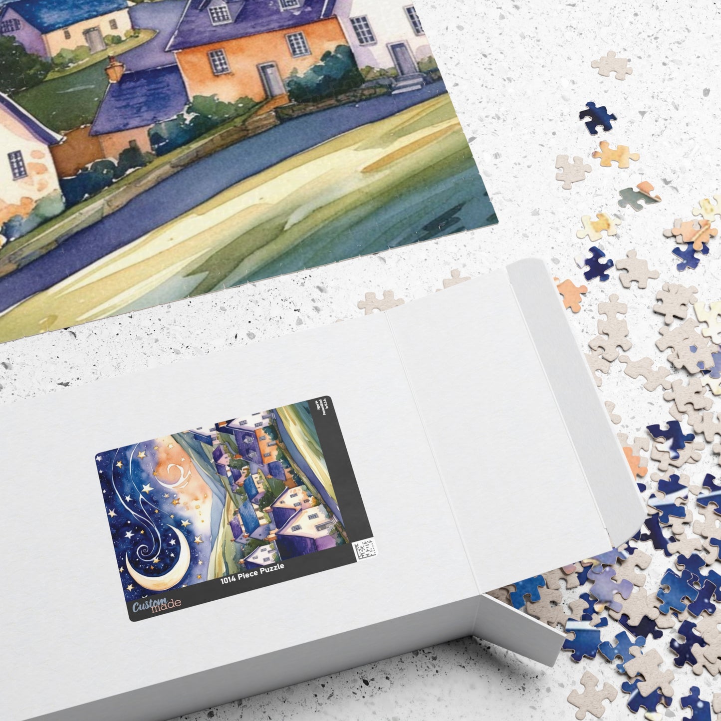 Starry Night Village Puzzle Moon and Star Jigsaw Game Night Family Activity Van Gogh Inspired Art Lover Gift for Puzzle Enthusiasts Relaxing