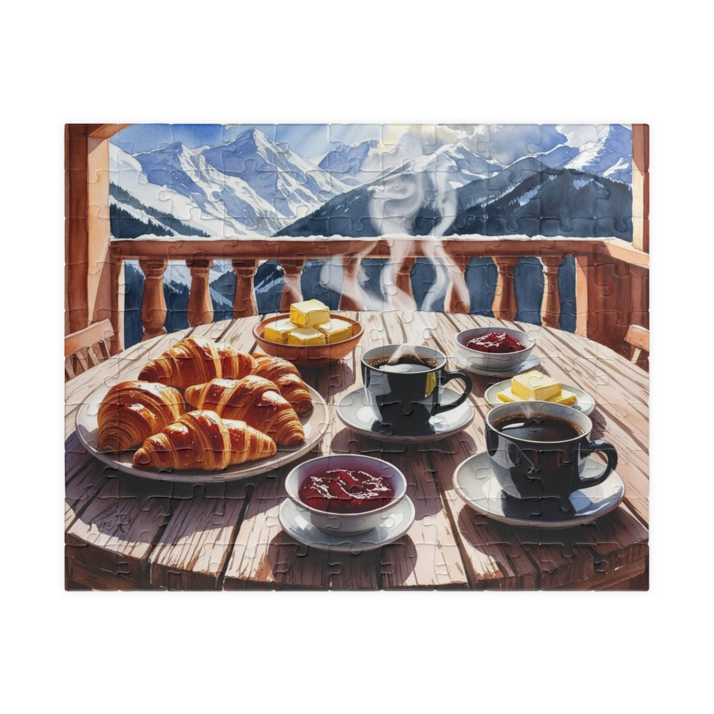 Rustic Breakfast Jigsaw Puzzle for Adults, Mountain View Indoor Activity Tabletop Game, Scenic Nature Lover Puzzle Gift for Friends 110 pcs (Horizontal) Puzzle The Puzzle Chest
