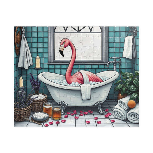 Spa Day Flamingo Puzzle - Charming Holiday Birthday Gift for Friends, Family Bonding Time, Game Night, Puzzle Enthusiasts 110 pcs (Horizontal) Puzzle The Puzzle Chest