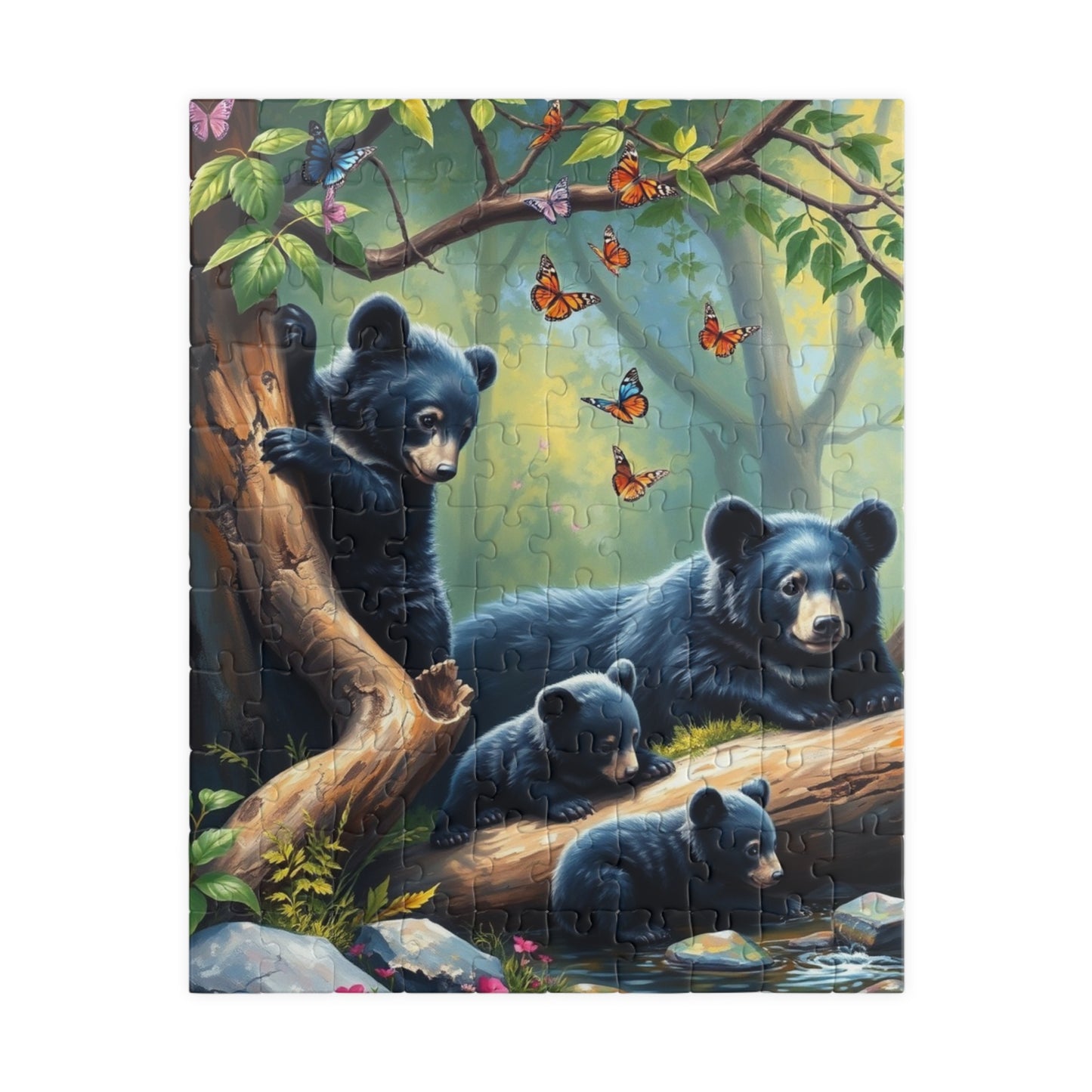 Bear Family Puzzle, Nature Themed Jigsaw for Adults, Wildlife Gift for Nature Lovers, Family Activity, Home Decor Puzzle, Creative Hobby 110 pcs (Vertical) Puzzle The Puzzle Chest