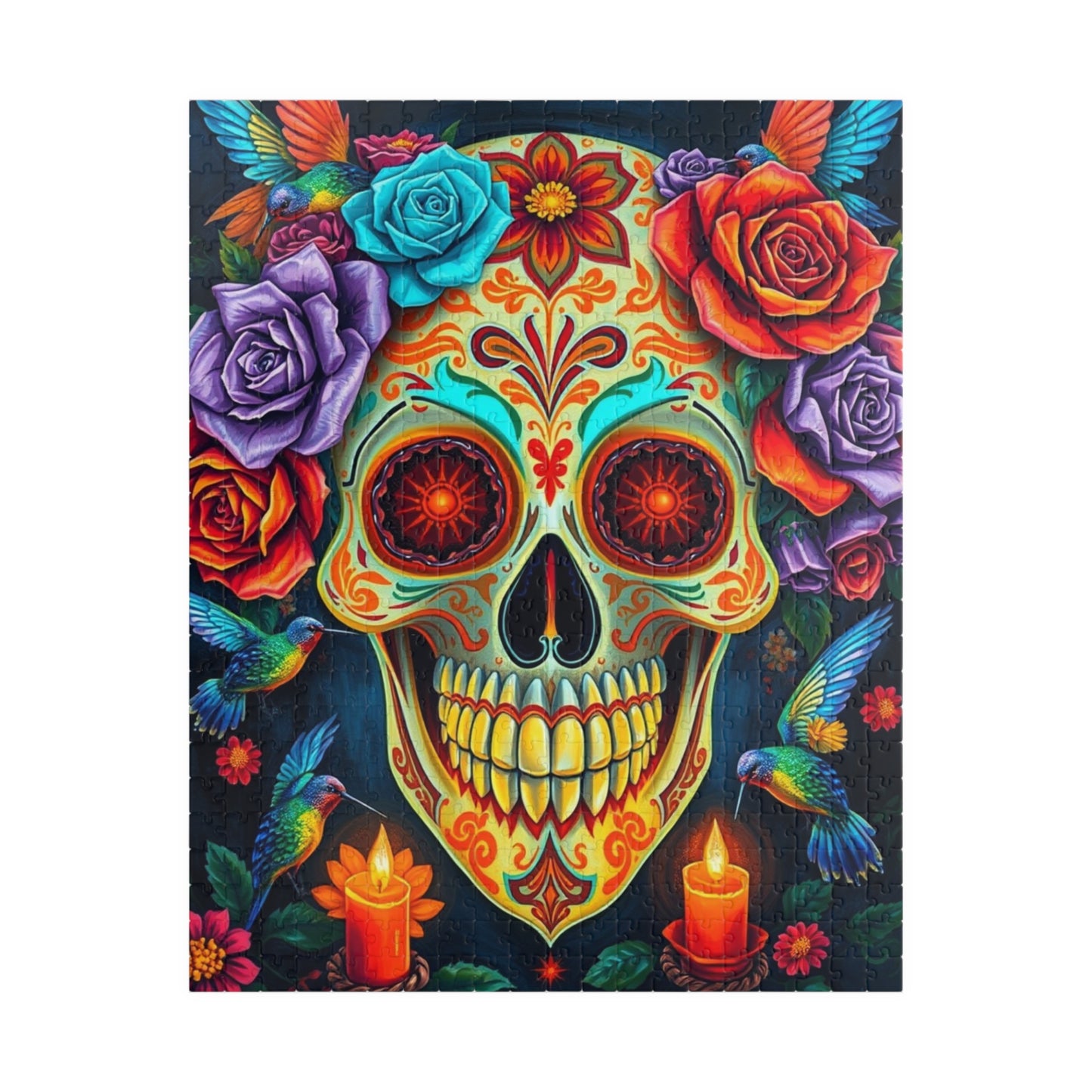 Colorful Skull Artwork Puzzle - Day of the Dead, Fun Family or Solo Activity, Unique Gift Idea for Puzzle Lovers Art Fans, Brain Teaser 520 pcs (Vertical) Puzzle The Puzzle Chest