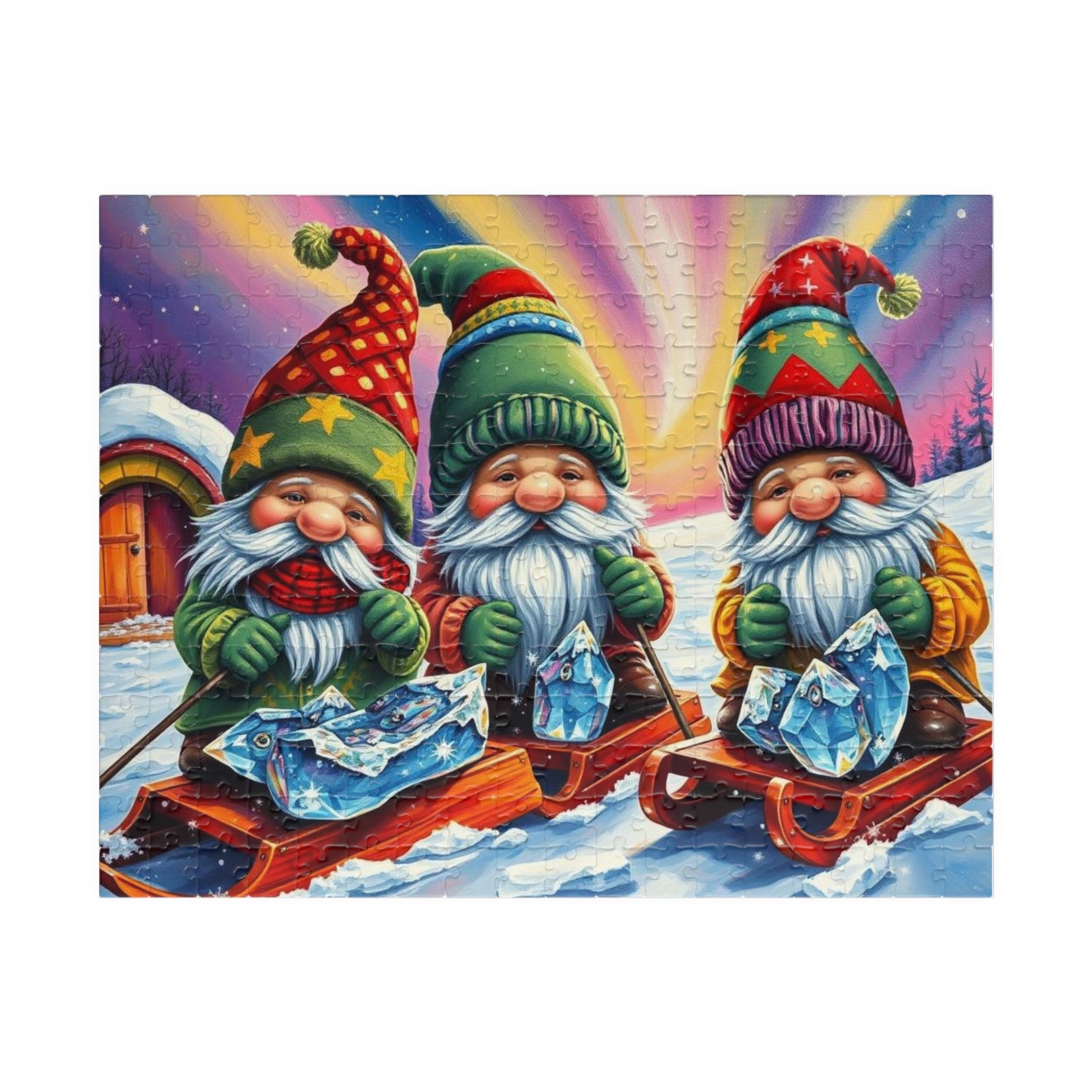 Gnome Ice Fishing Retreat Jigsaw Puzzle, 110-1014-Piece Christmas Jigsaw for Family Fun, Seasonal Decor, Holiday Gift, Festive Activity