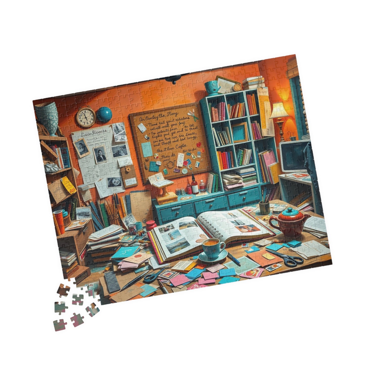 Vibrant Scrapbooking Studio Jigsaw Puzzle, Paper Crafting Table with Tools, DIY Art Scene, Hobby Gift, Puzzle Lover Art Enthusiast, Mindful Puzzle The Puzzle Chest