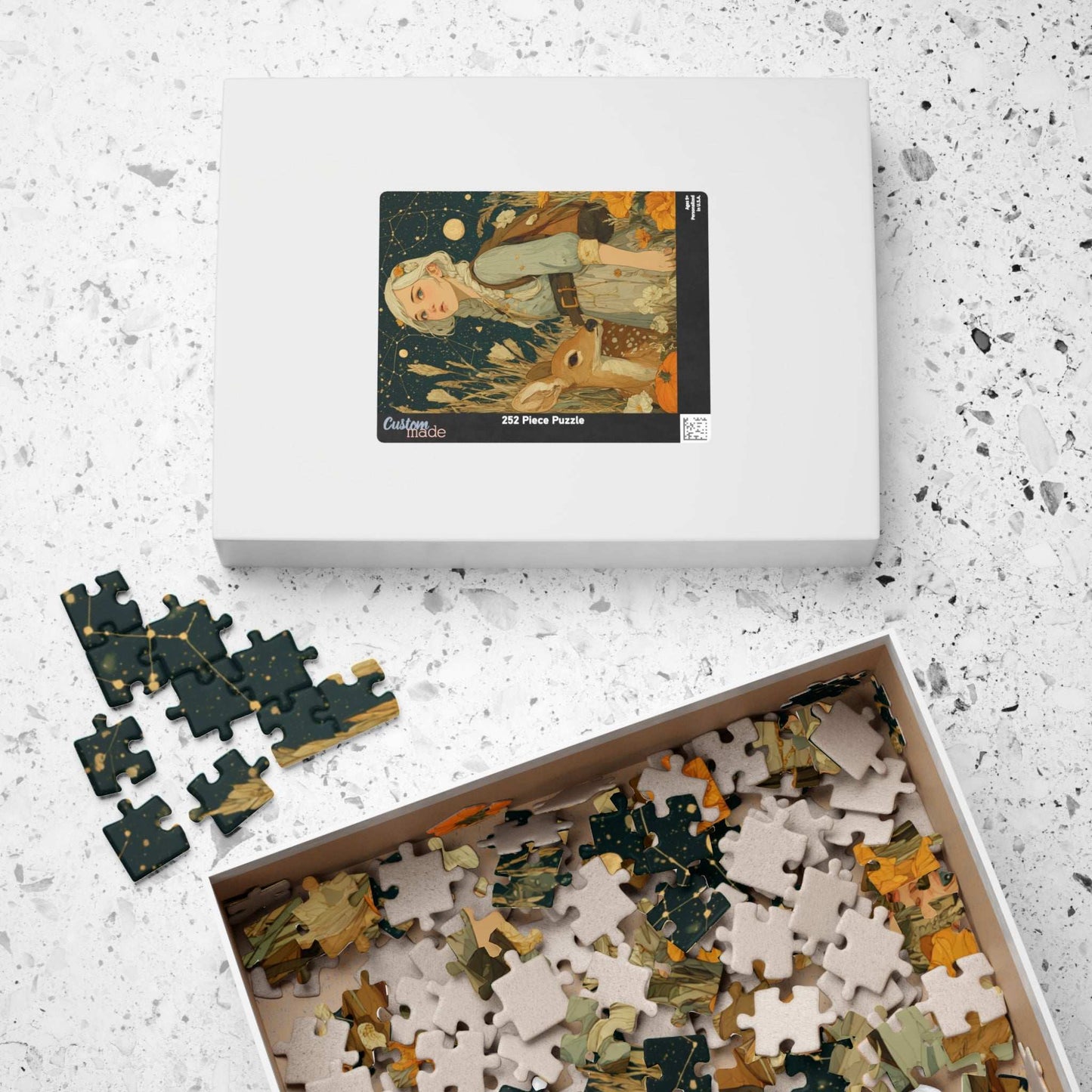 Birch Forest Fairy-Tale Jigsaw Puzzle - Golden Haired Girl and Gentle Deer, Nature Game for Adults, Fall Gift, Family Fun, Brain Teaser Puzzle The Puzzle Chest