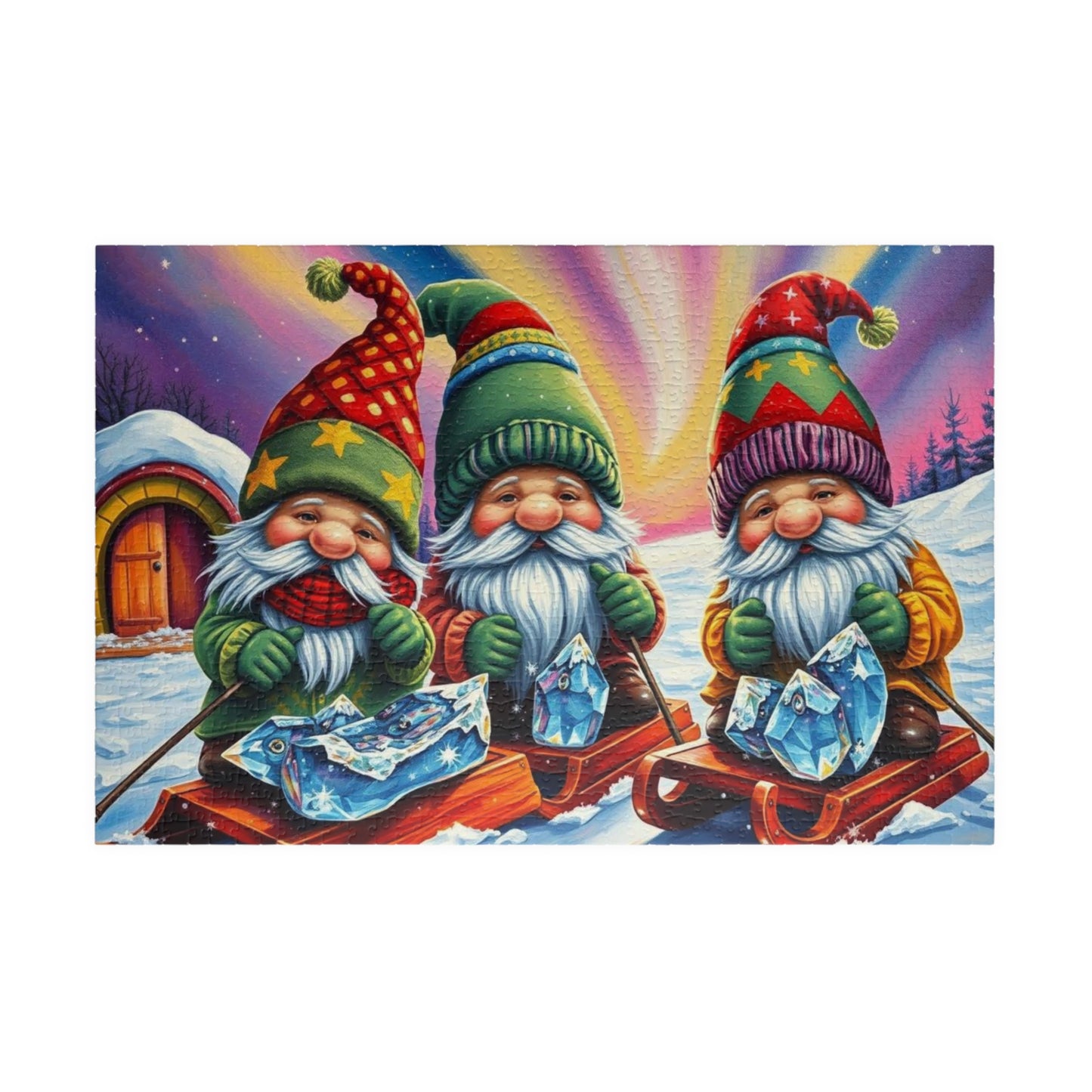 Gnome Ice Fishing Retreat Jigsaw Puzzle, 110-1014-Piece Christmas Jigsaw for Family Fun, Seasonal Decor, Holiday Gift, Festive Activity