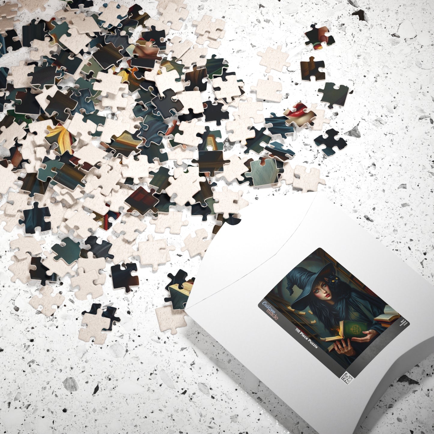 Gothic Witch Puzzle, 110, 252, 520, 1014-Piece Black Cat Dark Library Jigsaw Game for Adults, Halloween Decor, Unique Gift, Witchcraft Art Puzzle The Puzzle Chest