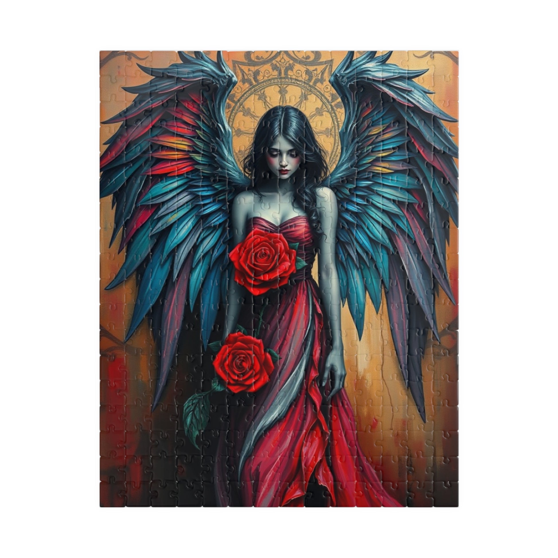 Gothic Angel Art Puzzle - Unique Home Decor Gift for Puzzle Lovers, Cozy Family Game Night, Halloween Decor, Mystical Artwork 252 pcs (Vertical) Puzzle The Puzzle Chest