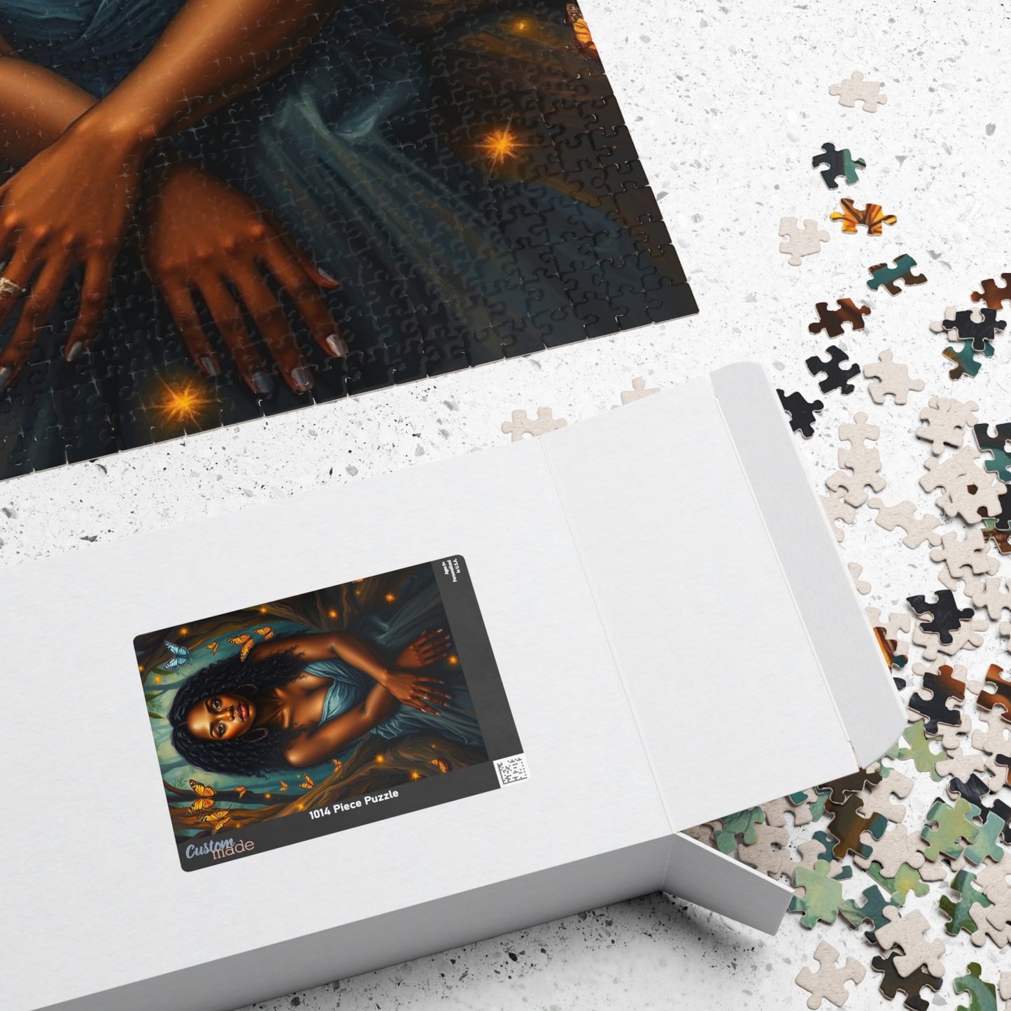 Afrocentric Jigsaw Puzzle - Black Woman in Mystical Forest, Fireflies and Butterflies Design, Relaxing Indoor Family or Solo Activity, Gift Puzzle The Puzzle Chest