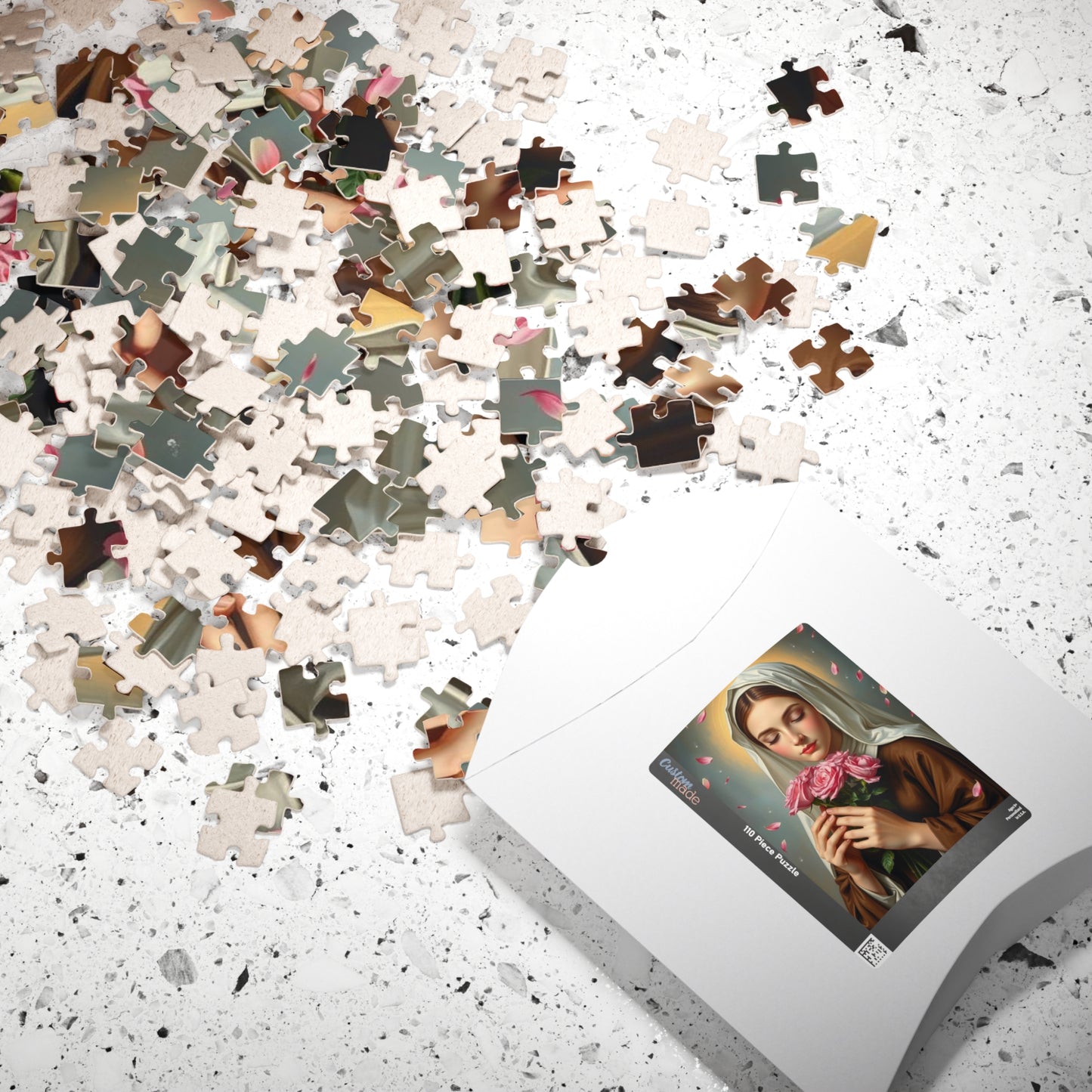 Puzzle, Saint Therese of Lisieux Holding Pink Roses, Adult Jigsaw Game, Religious Art, Meditation Activity, Christian Gift, Holiday Present Puzzle The Puzzle Chest