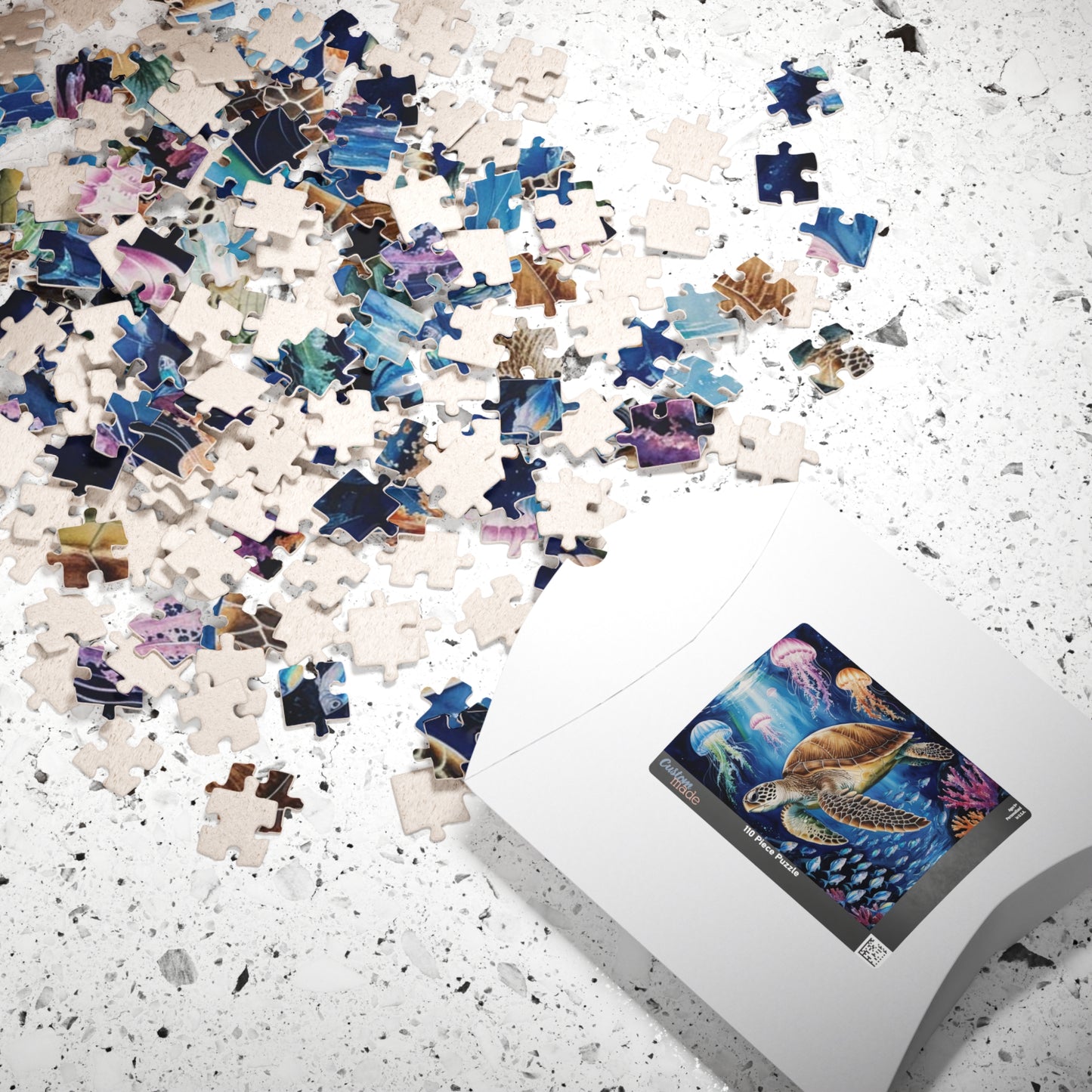 Jigsaw Puzzle, Sea Turtle Ocean Trench Glow in the Dark, 110 252 520 1014 Pieces, Family Game Night Gift, Relaxing Hobby Activity, Home