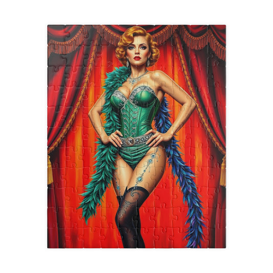 Vintage Glamour Jigsaw Puzzle | Burlesque Dancer 110-1014 Piece | Retro Wall Art, Unique Gift for Puzzle Lovers, Home Decor, Fun Activity 110 pcs (Vertical) Puzzle The Puzzle Chest