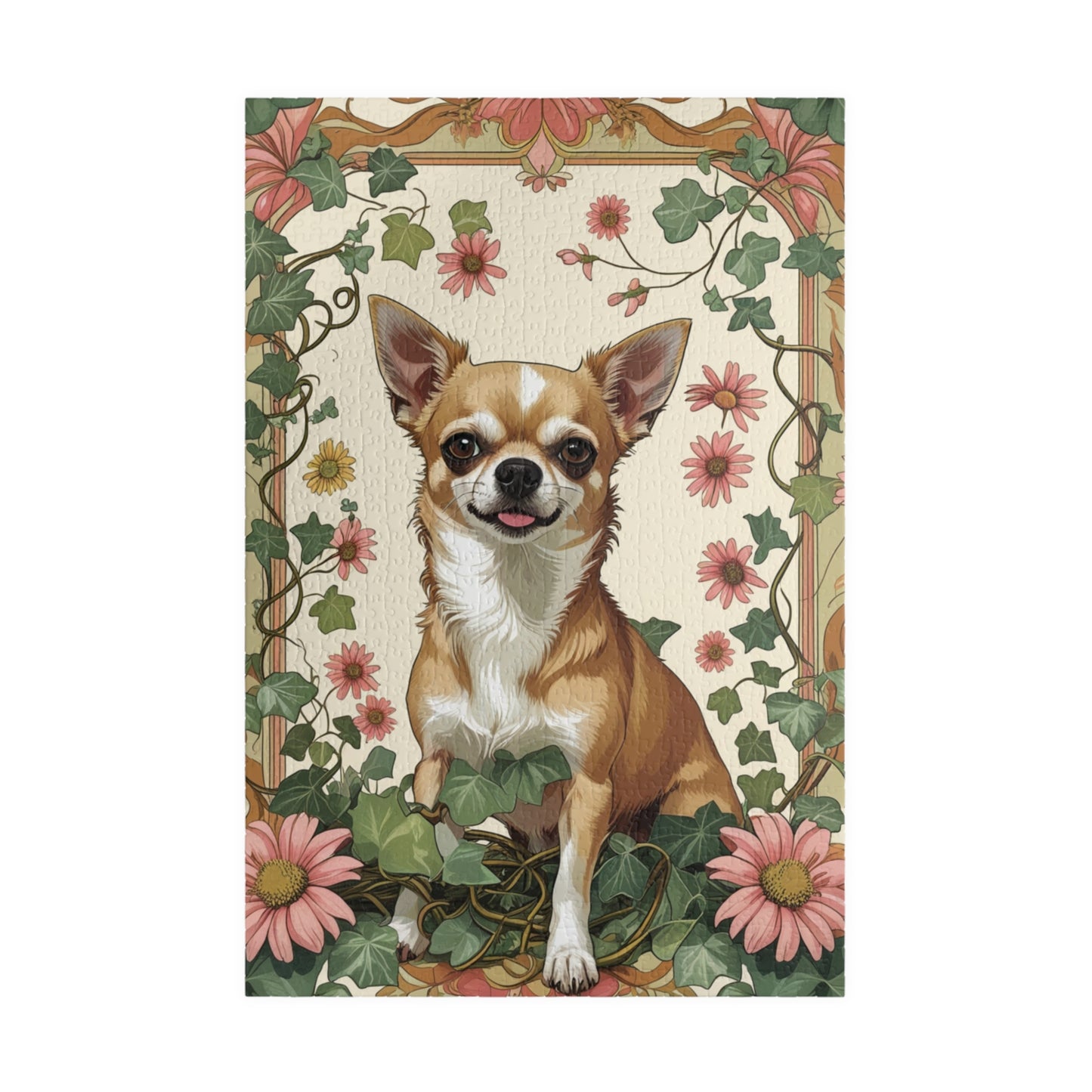 Chihuahua Floral Jigsaw Puzzle, William Morris-inspired 110-1014 Pieces, Fun Playful Intricate Pet Themed Game for Leisure Activity, Hobby