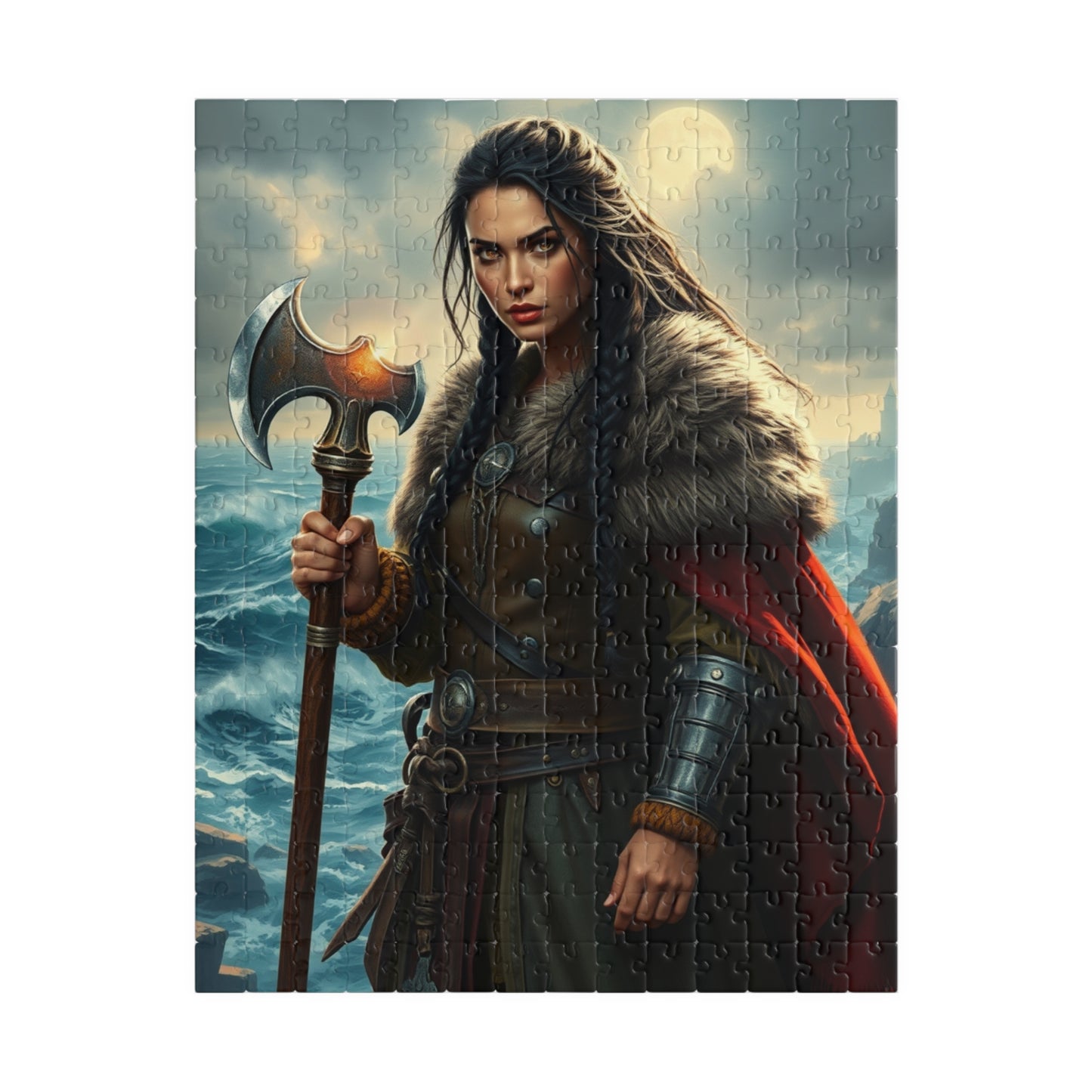 Viking Jigsaw Puzzle 110-1014 Piece, Medieval Era Woman Warrior on Stormy Sea, Norse Mythology, Gift for Puzzle Enthusiast, Mindful Activity 252 pcs (Vertical) Puzzle The Puzzle Chest