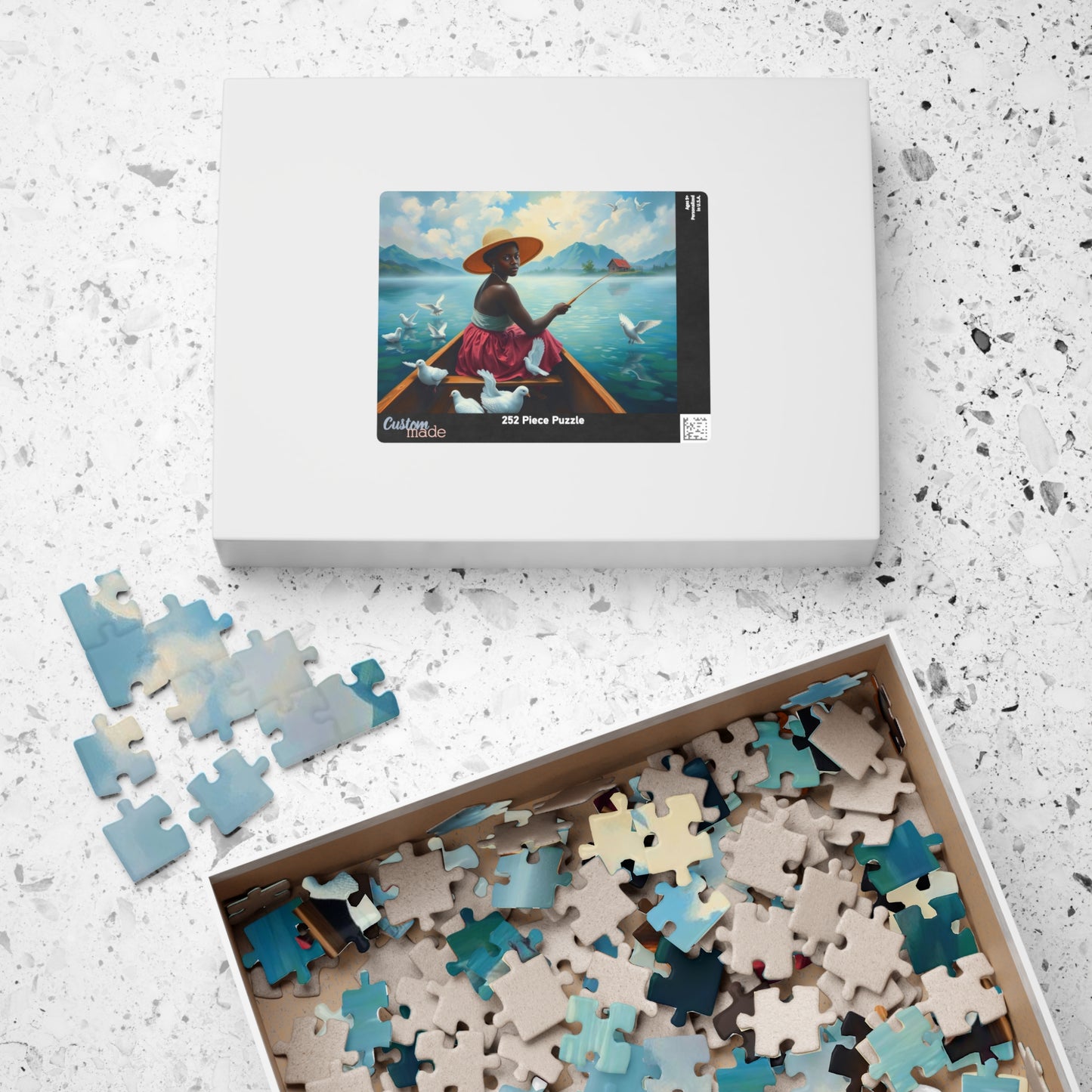 Serene Fishing Jigsaw Puzzle, African American Woman Black Artwork, Creative Gift for Friend, Family Activity Solo Fun, Home Entertainment Puzzle The Puzzle Chest