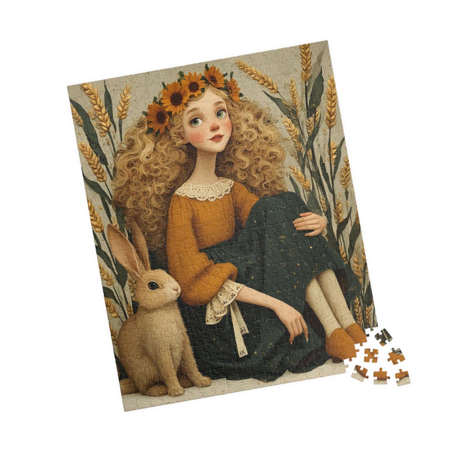Storybook Wheatfield Fairy-Tale Puzzle - Girl and Bunny, Perfect for Family or Solo Fun, Holiday Birthday Gifts, Senior Mental Exercise 520 pcs (Vertical) Puzzle The Puzzle Chest