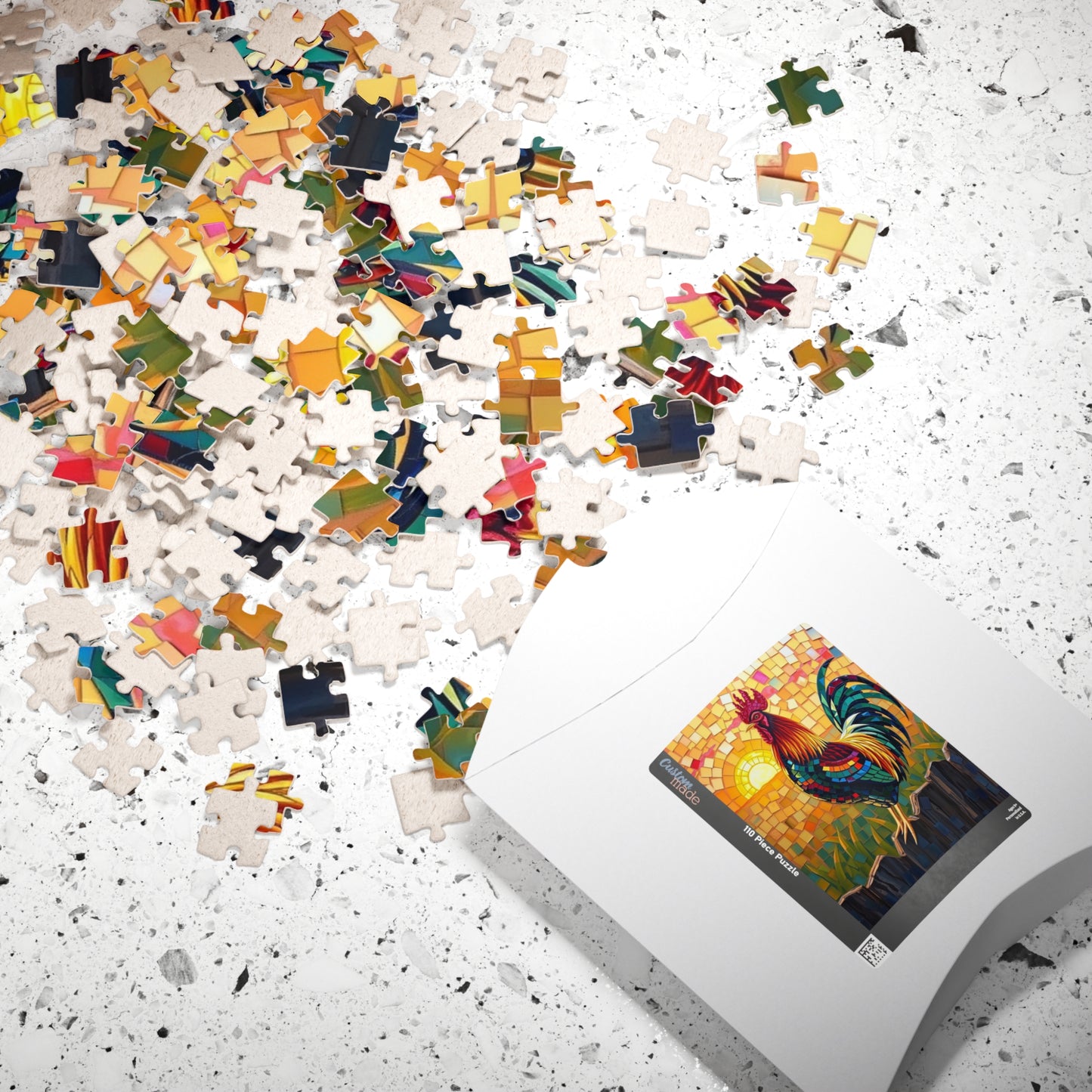 Mosaic Rooster Jigsaw Puzzle, Vibrant Farm Animal Tabletop Game with Sunrise Scene for Adults, Family Game Night, Puzzle Lover Mindful Gift Puzzle The Puzzle Chest