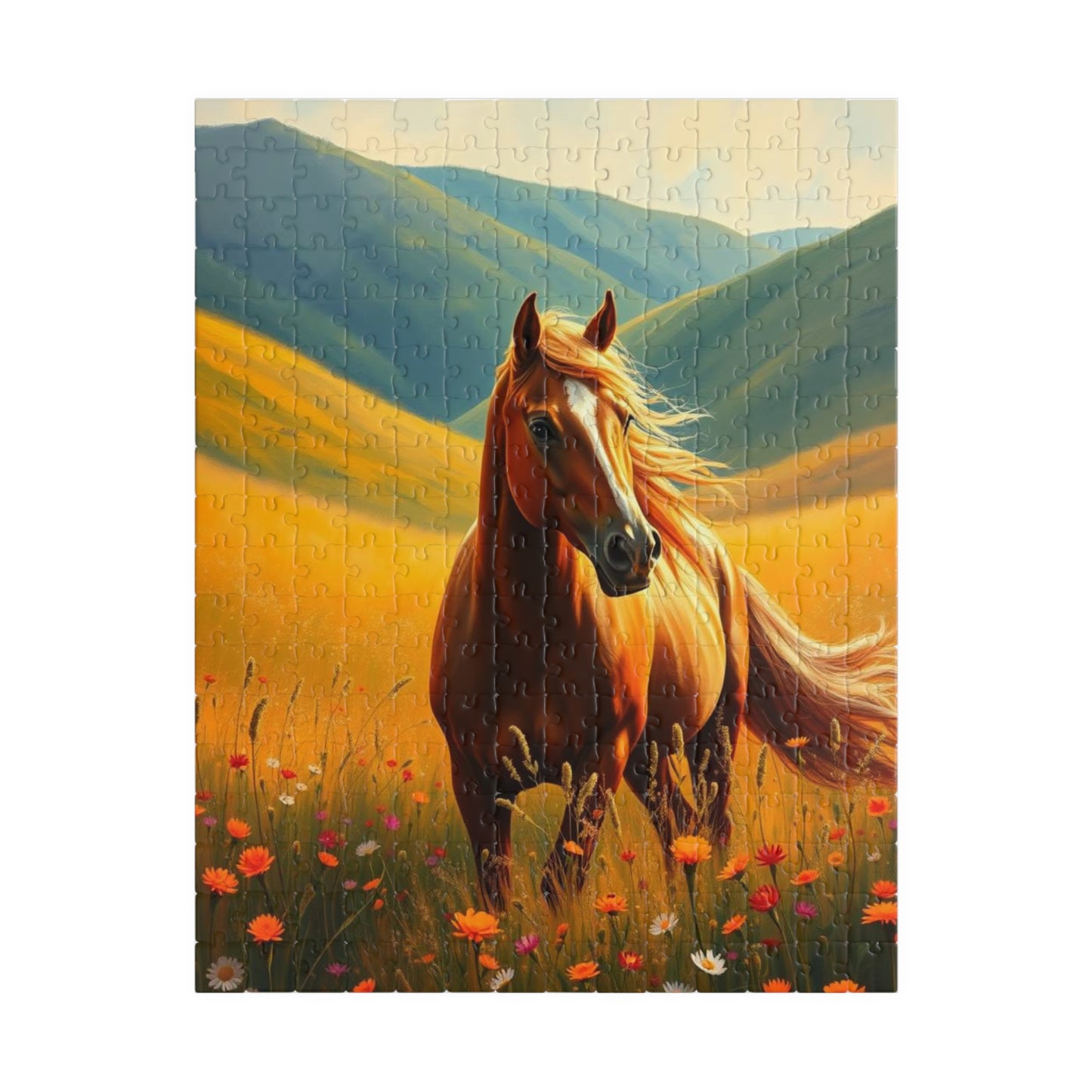 Horse Landscape Puzzle - Jigsaw Gift for Animal Lovers, Home Entertainment, Quiet Time Activity, Family Fun, Mindfulness Game for Friends 252 pcs (Vertical) Puzzle The Puzzle Chest