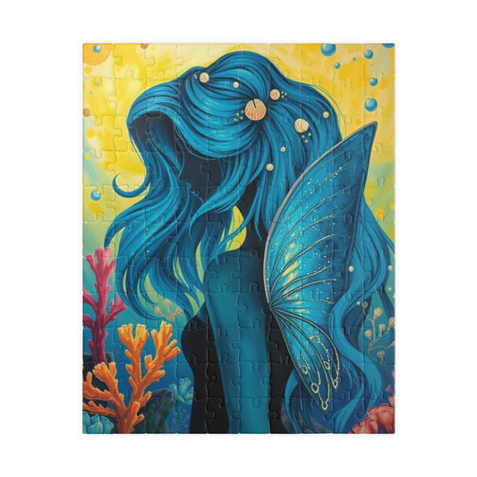 Sea Fairy Jigsaw Puzzle, Mermaid Silhouette Art Underwater Scene, Gift for Her Stress Relief Activity, Mind Challenge, Relaxation Gift 110 pcs (Vertical) Puzzle The Puzzle Chest