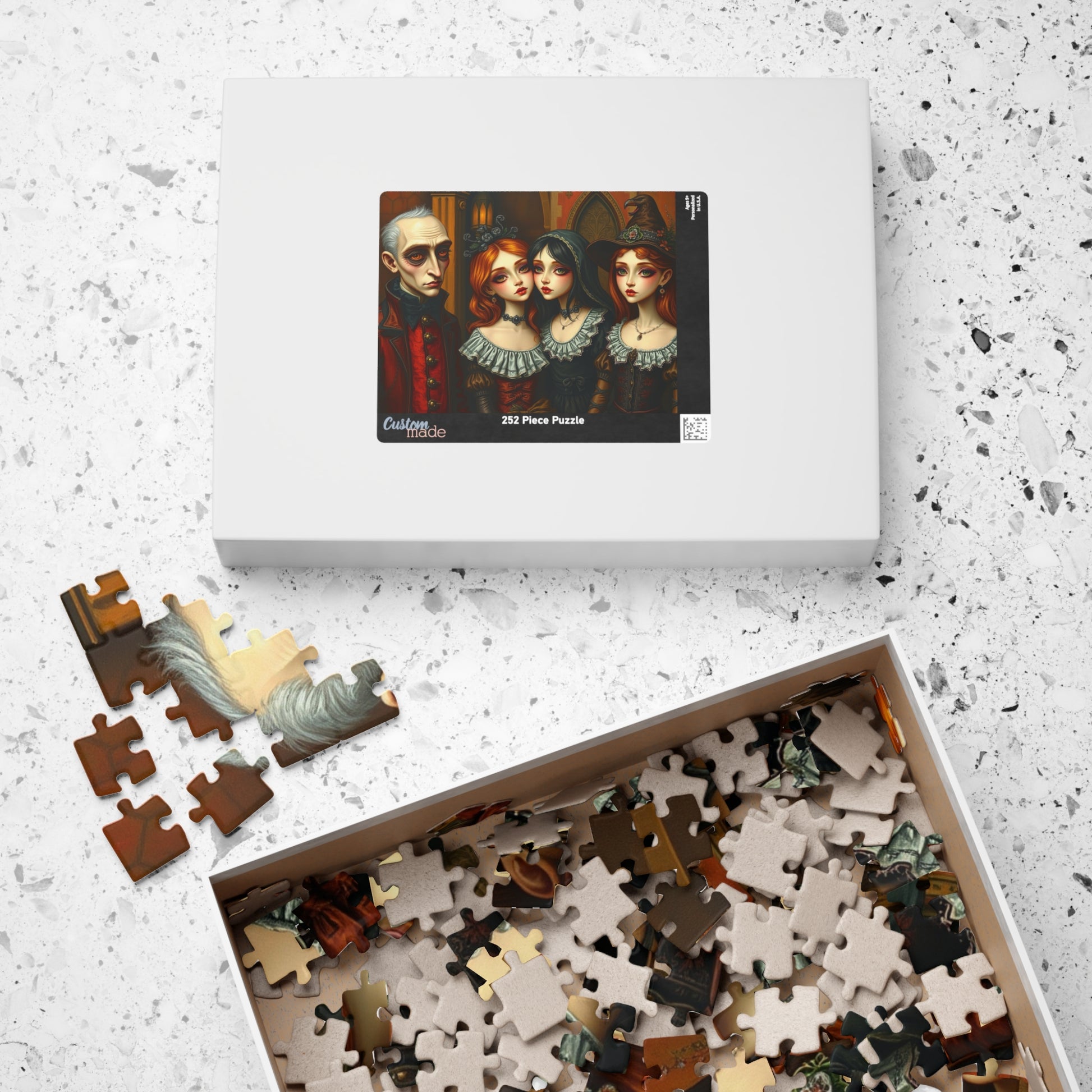 Gothic Art Jigsaw Puzzle, Mysterious Family Dark Art Theme, Perfect for Halloween, Cozy Nights, Family or Solo Fun, Puzzle Enthusiast Gift Puzzle The Puzzle Chest