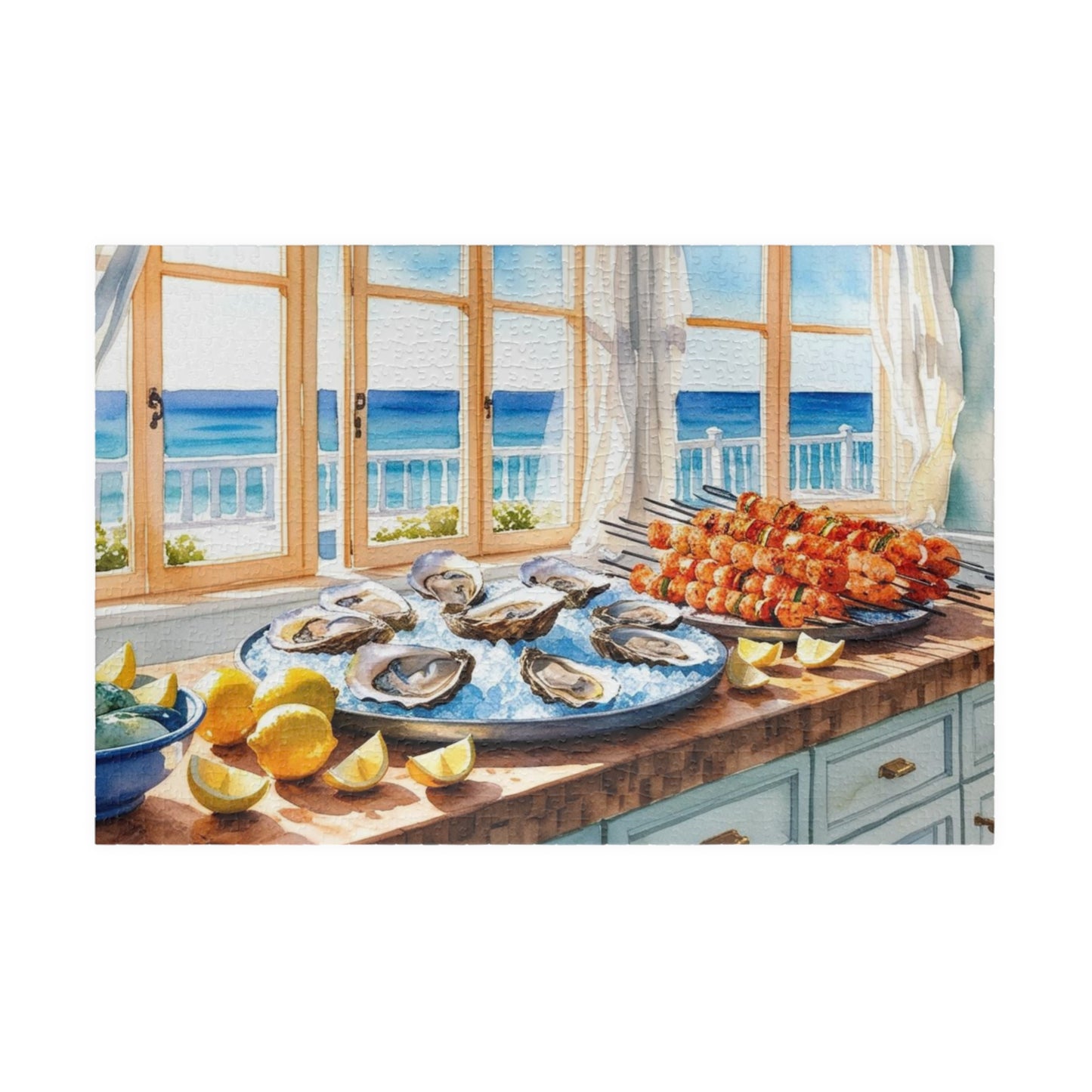 Coastal Kitchen Puzzle Gifted, Sea-food Themed Food Jigsaw Game, Kitchen Decor, Fun Family Activity for Game Night, Puzzle Lover 1014 pcs (Horizontal) Puzzle The Puzzle Chest