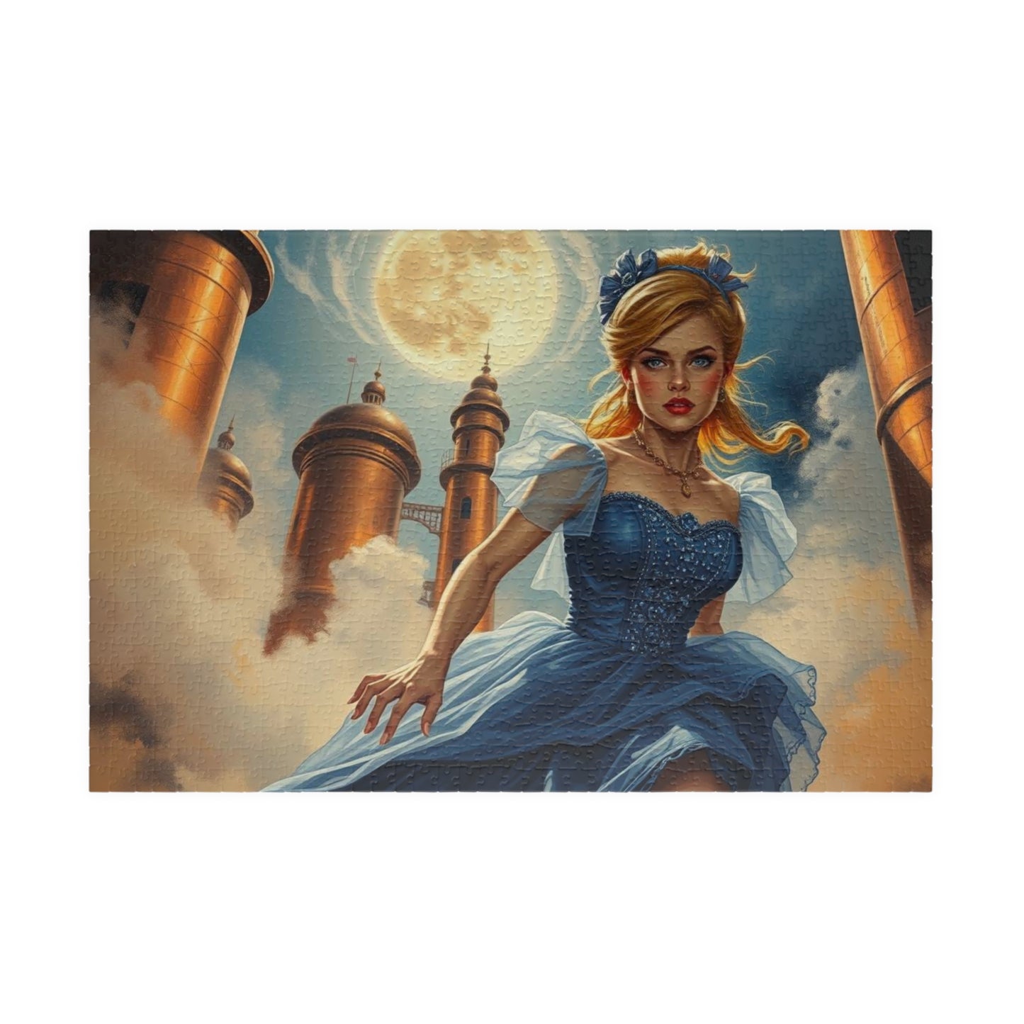 Cinderella at Midnight Jigsaw Puzzle, Whimsical Steampunk Puzzle, Vintage Fantasy Princess Puzzle, Dreamy Steampunk Art Print Gift for Adult 1014 pcs (Horizontal) Puzzle The Puzzle Chest