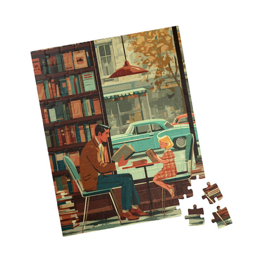 Vintage Book Haven Jigsaw Puzzle - Retro Style Cozy Bookstore, Storybook Cartoon Illustration 110 pcs (Vertical) Puzzle The Puzzle Chest