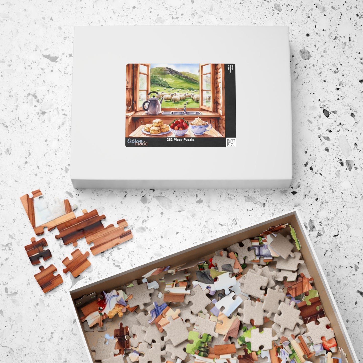 Alpine Backdrop Kitchen Puzzle (110-1014 Piece), Tea and Scones Foodie Jigsaw, Nature and Food Theme Game, Quiet Leisure Activity, Hobby Puzzle The Puzzle Chest