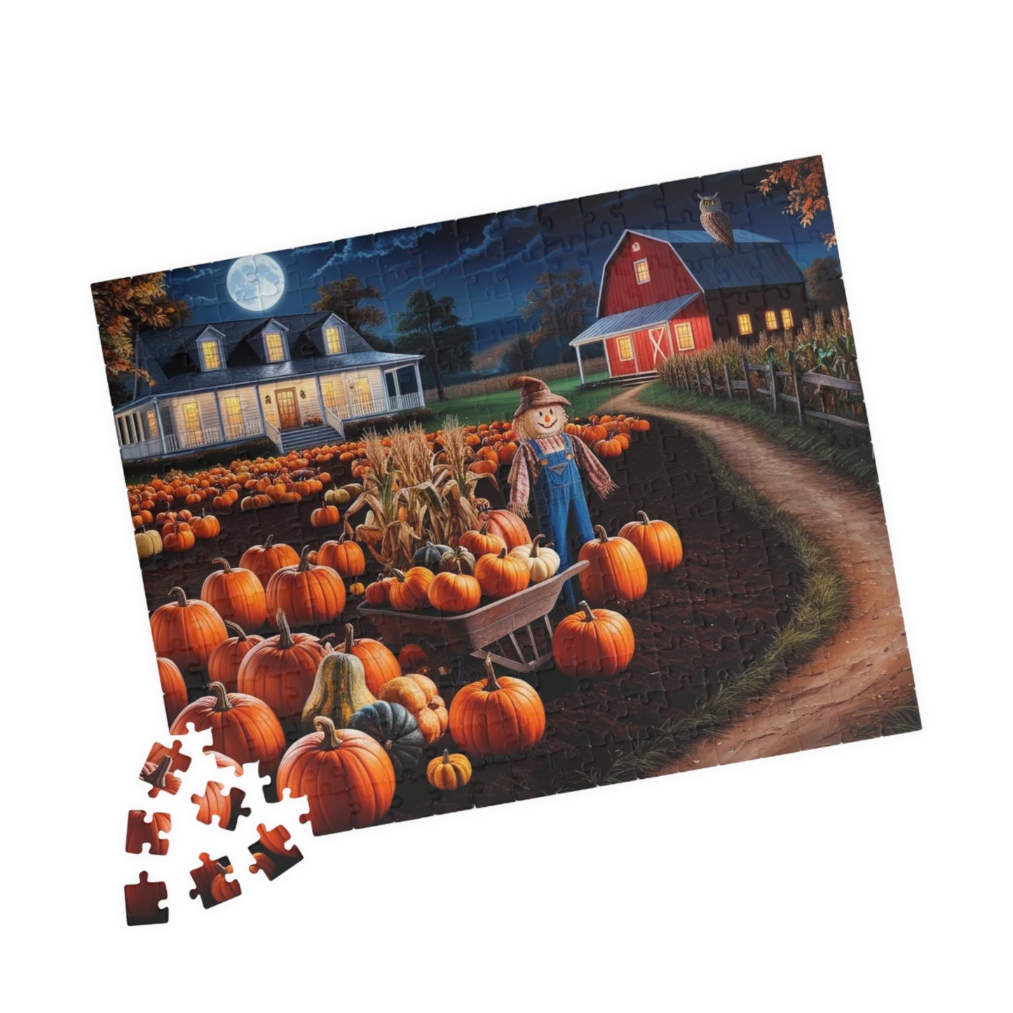 Harvest Pumpkin Scarecrow Puzzle | Fall Decor Puzzle | 110, 252, 520, 1014 Pieces | Family Fun | Autumn Activity, Halloween Puzzle, Puzzle The Puzzle Chest