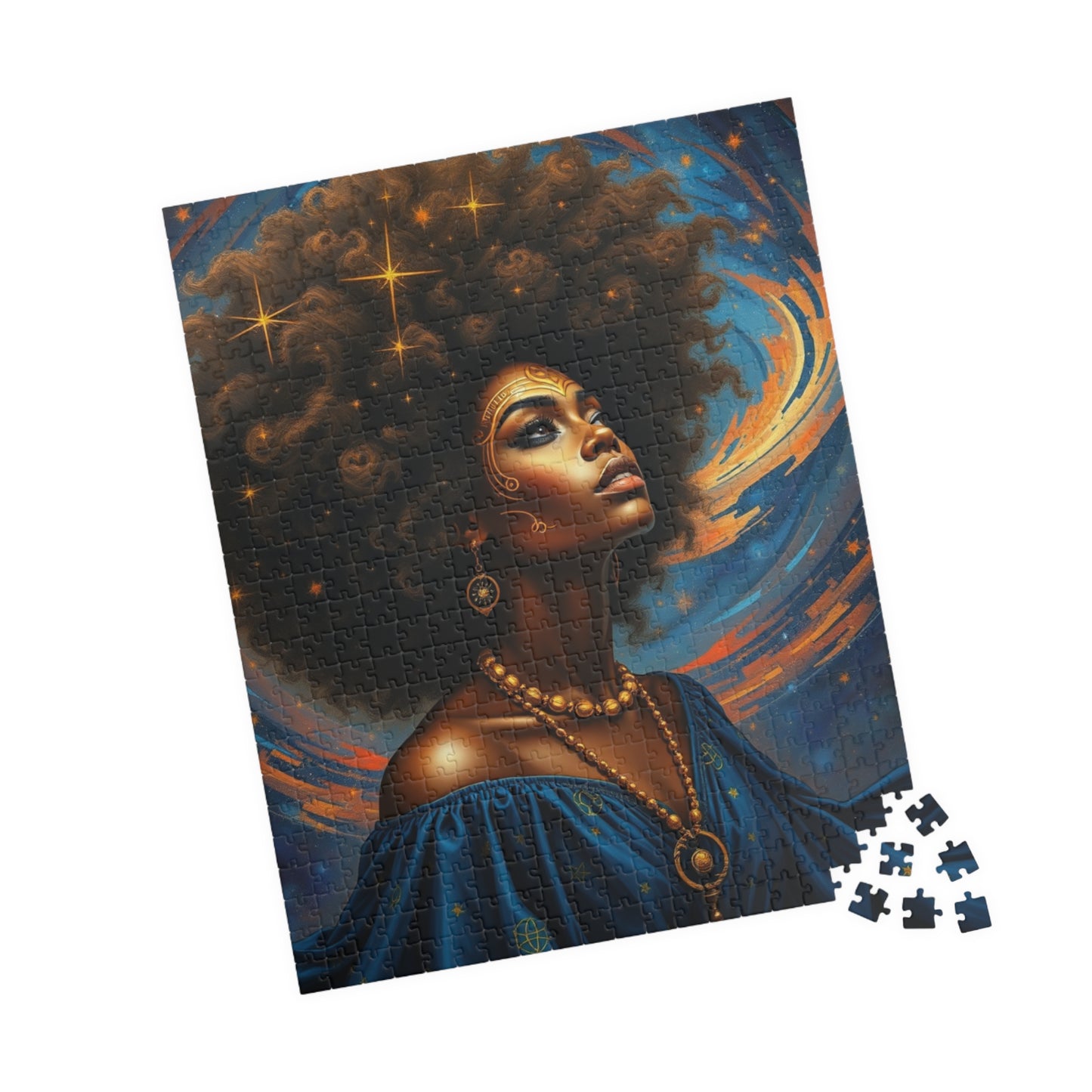 Cosmic Beauty Puzzle - African American Woman, Celestial Afrocentric Artwork, Black Art Mindfulness Game, Gift for Puzzle Lover, Family Fun Puzzle The Puzzle Chest
