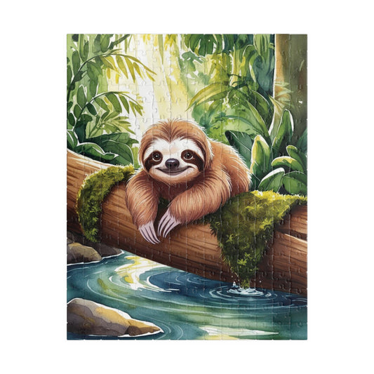 Jigsaw Puzzle, Relaxing Sloth Hanging Upside Down in Tropical Jungle, Puzzle for Nature Lovers, Rainforest Wildlife Game Night, Cute 252 pcs (Vertical) Puzzle The Puzzle Chest