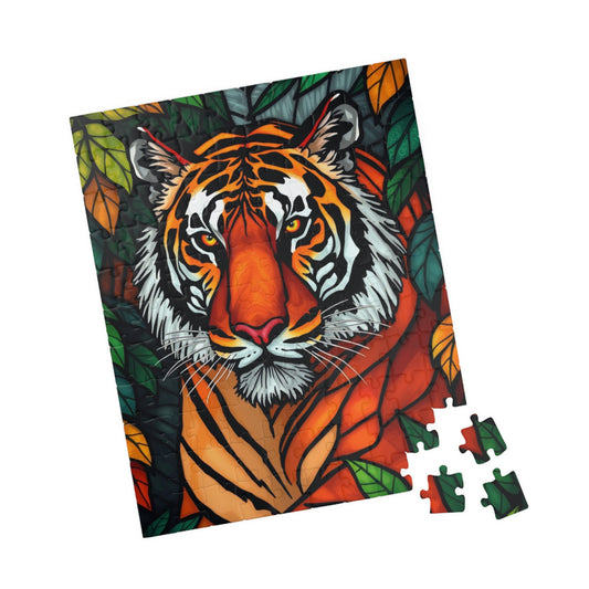 Tiger Art Puzzle - Colorful Wildlife Jigsaw for Nature and Animal Lovers, Gift for Friends and Family, Fun Indoor Activity 110 pcs (Vertical) Puzzle The Puzzle Chest