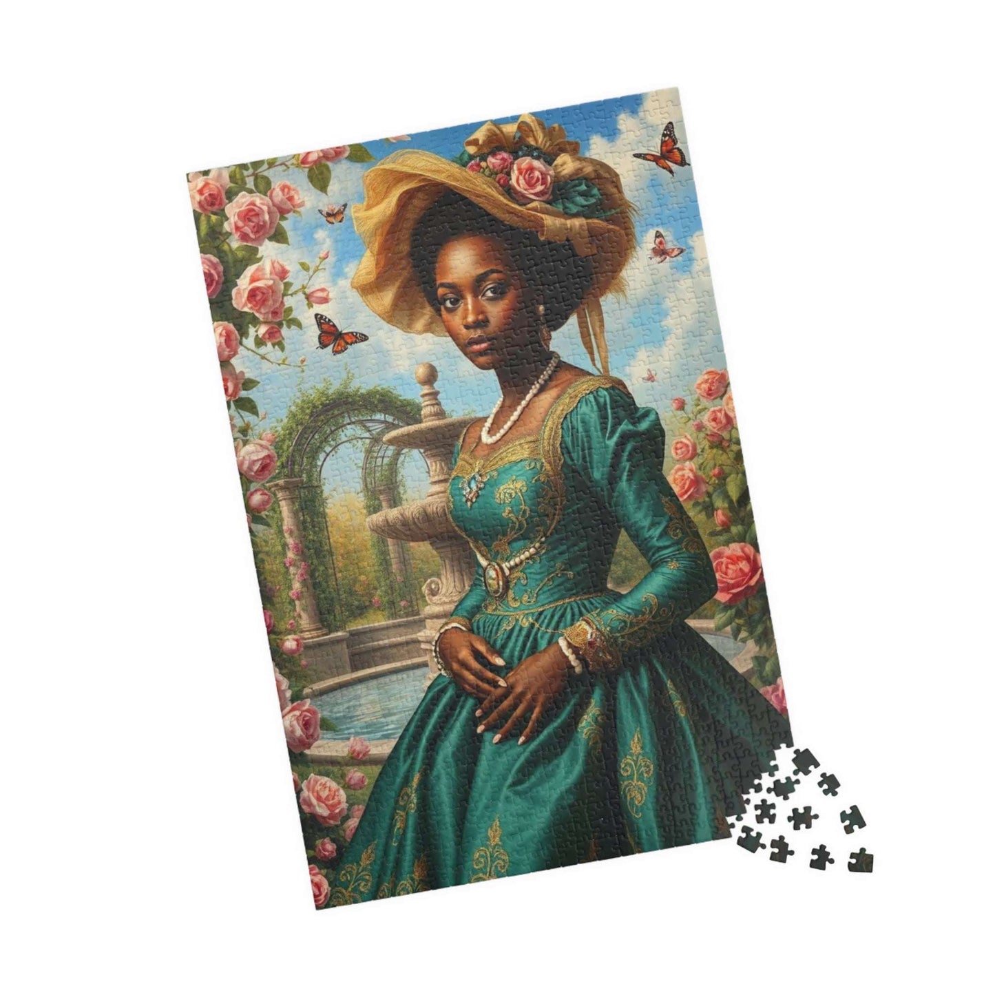 Floral Victorian Black Woman Jigsaw Puzzle, African American Lady Art, Afrocentric Artwork 1014 pcs (Vertical) Puzzle The Puzzle Chest