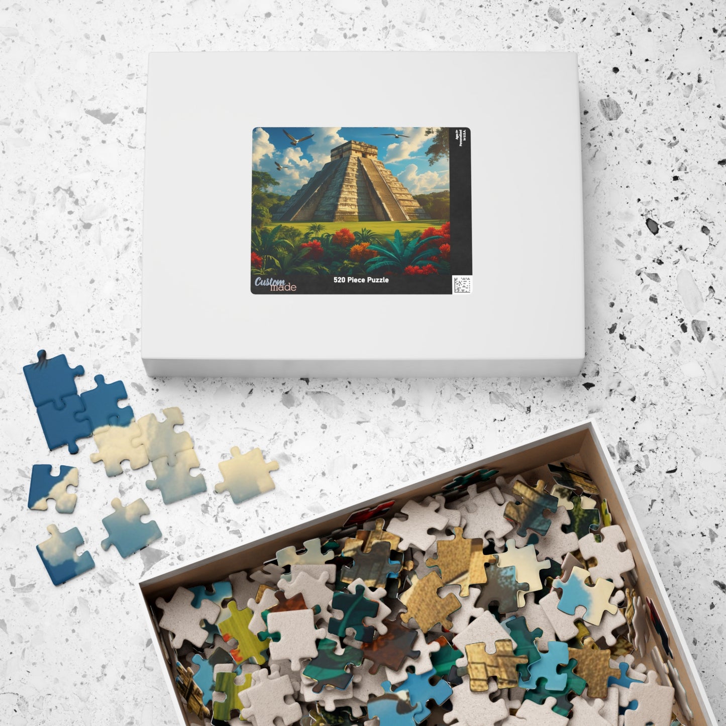 Chichen Itza Pyramid Jigsaw Puzzle with Tropical Jungle Scene, Historic Mayan Famous Landmark, Travel-Inspired Frameable Art Gift Puzzle The Puzzle Chest