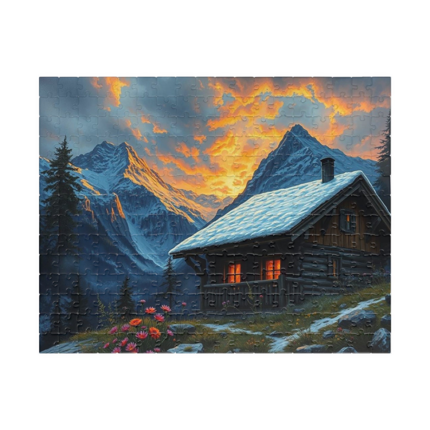 Mountain Cabin Puzzle - Cozy Atmosphere, Nature Lovers Gift, Family Activity, Mindful Challenge, 110 to 1014-Piece Options 252 pcs (Horizontal) Puzzle The Puzzle Chest