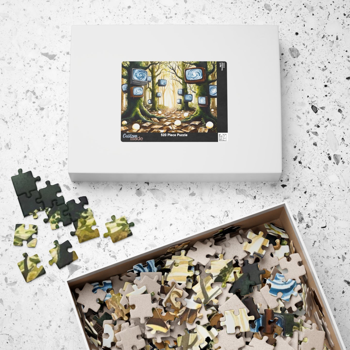 Fantasy Weirdcore Jigsaw Puzzle, Forest with TV Screens, Unique Puzzle, Mind-Bending Game, Interactive Family Activity, Home Entertainment Puzzle The Puzzle Chest