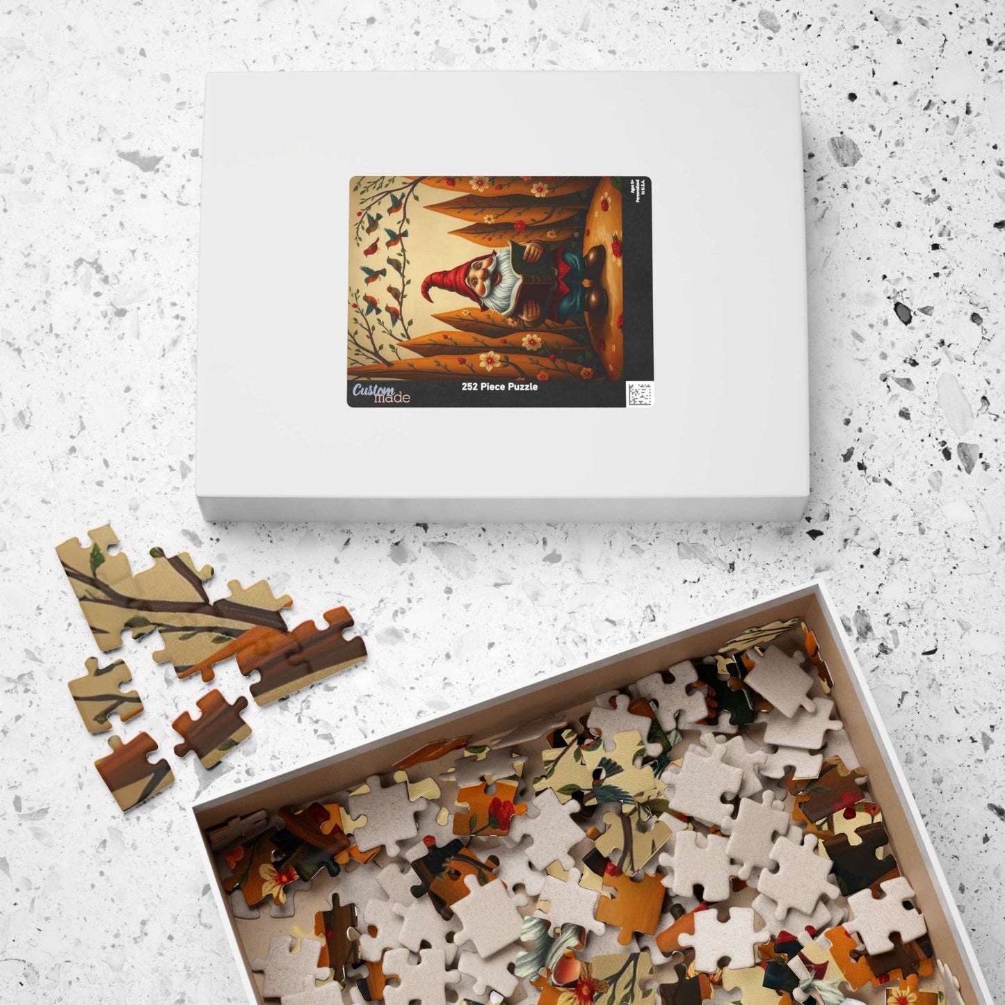 Gnome Reading Storybook – Whimsical Folk Art Forest Jigsaw Puzzle The Puzzle Chest