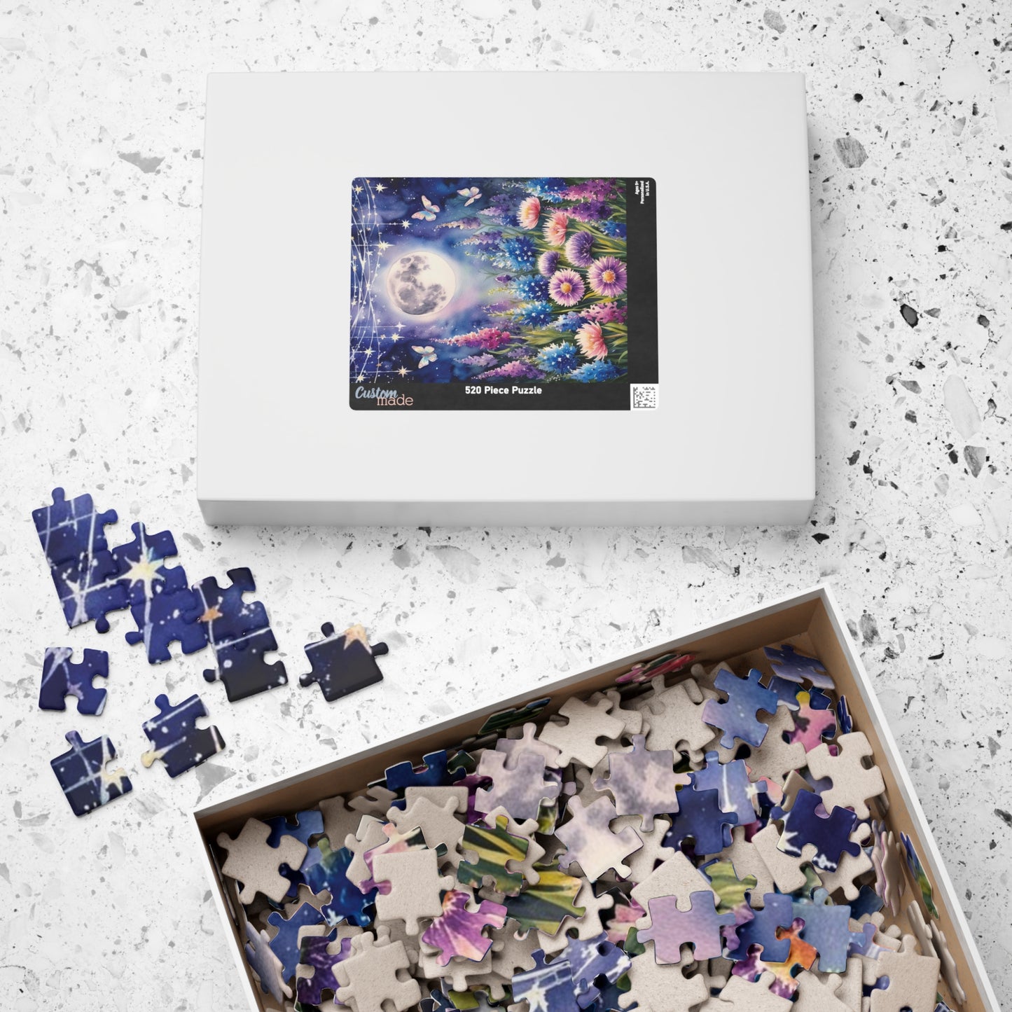 Wildflower Landscape Puzzle, Starry Night Jigsaw for Enthusiasts, Floral Puzzle Game for Nature Lovers, Mindfulness Activity Puzzle The Puzzle Chest