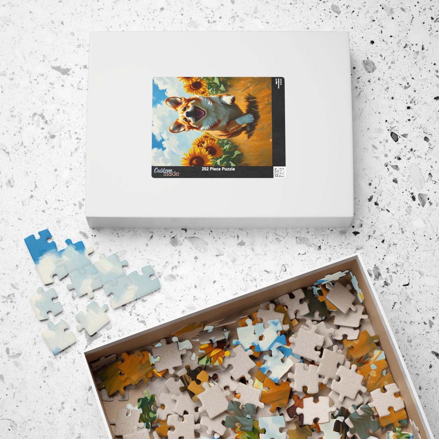Corgi Running Through Sunflowers Puzzle, 110-1014 Piece Jigsaw, Pet Lover Gift, Cute Animal Decor, Family Activity, Dog Lover Fun Puzzle The Puzzle Chest