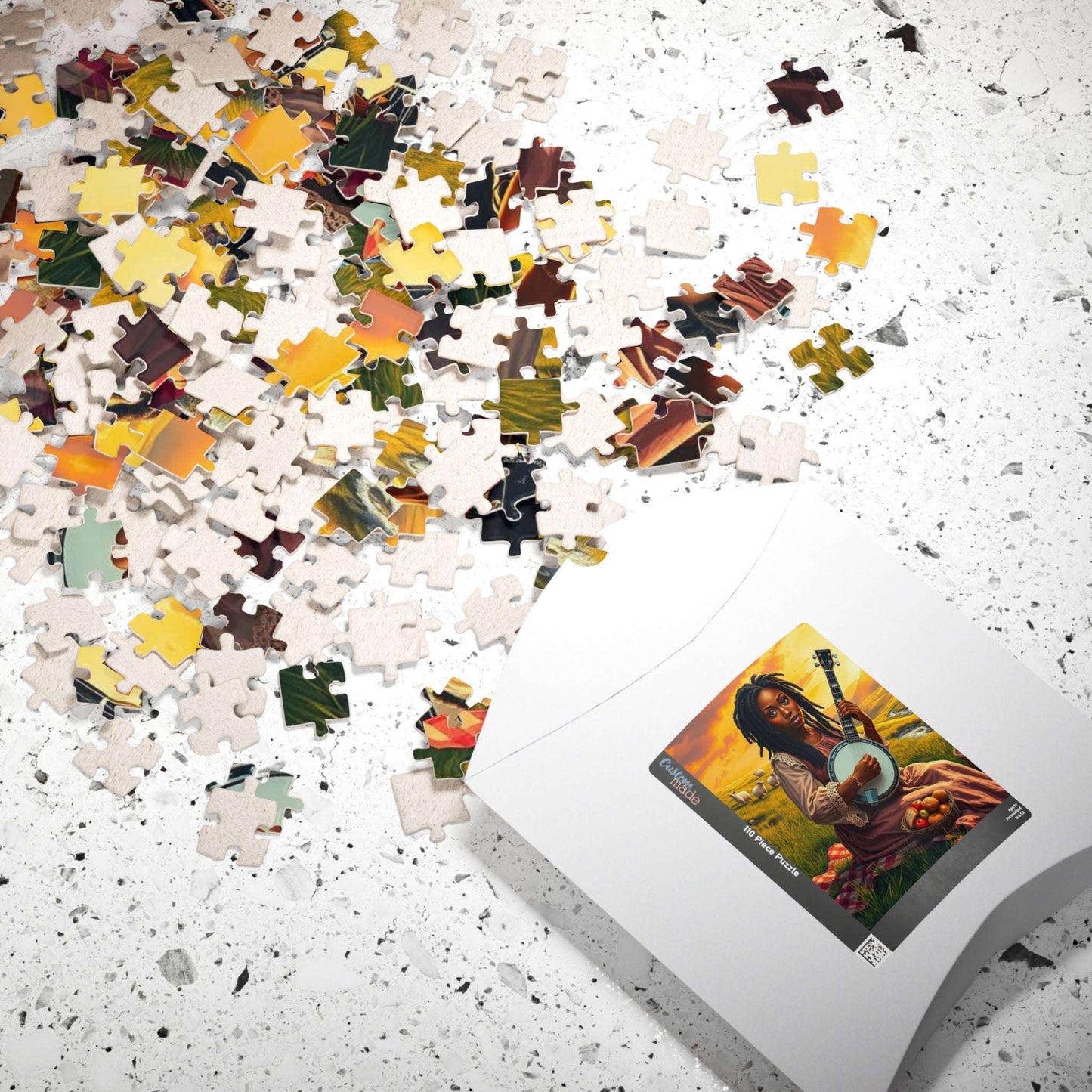 The Banjo Player Jigsaw Puzzle - Black Woman Art, Afrocentric Artwork, African American Musician Puzzle The Puzzle Chest