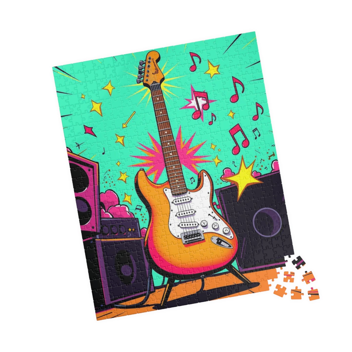 Colorful Guitar Puzzle - Pop Art Jigsaw Puzzle for Adults, Perfect for Music Lover, Game Night, Family Fun, Gifts, Unique Home Entertainment Puzzle The Puzzle Chest