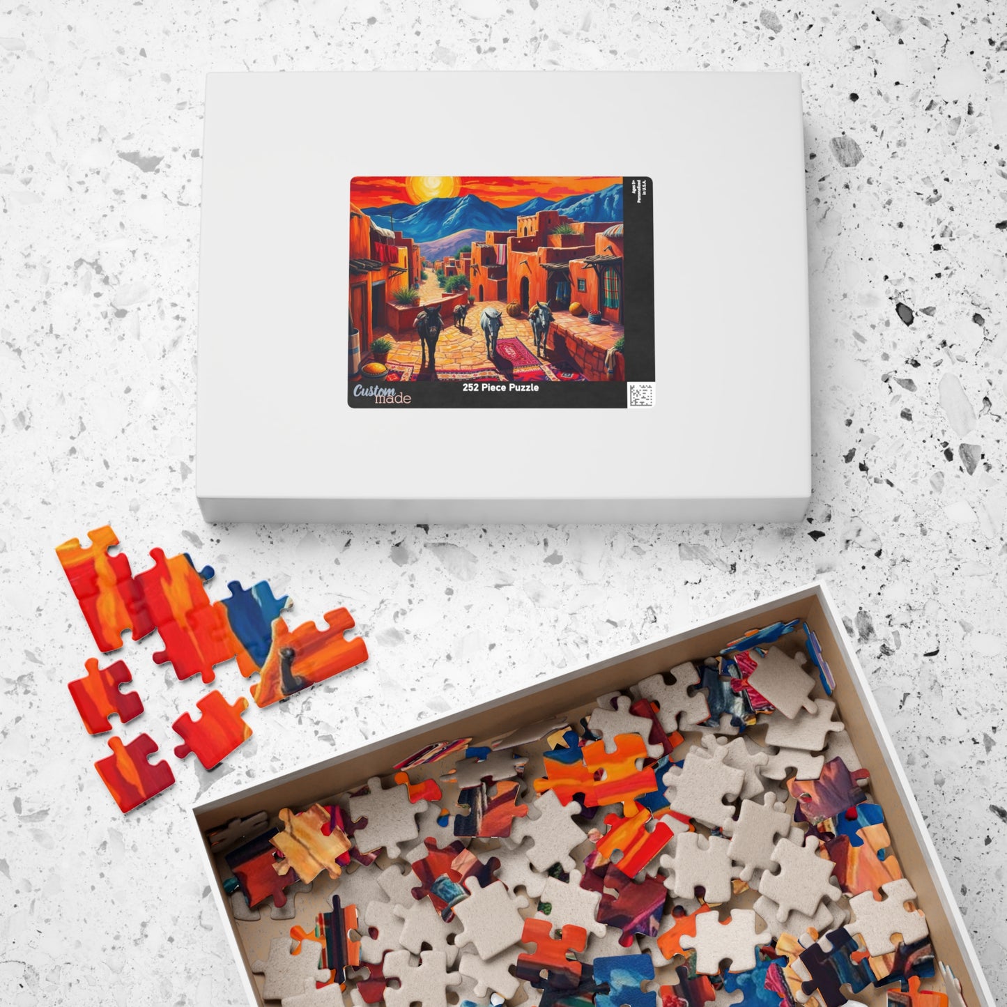 Berber Village Puzzle with Atlas Mountains and Earthy Red Adobe Homes Puzzle The Puzzle Chest