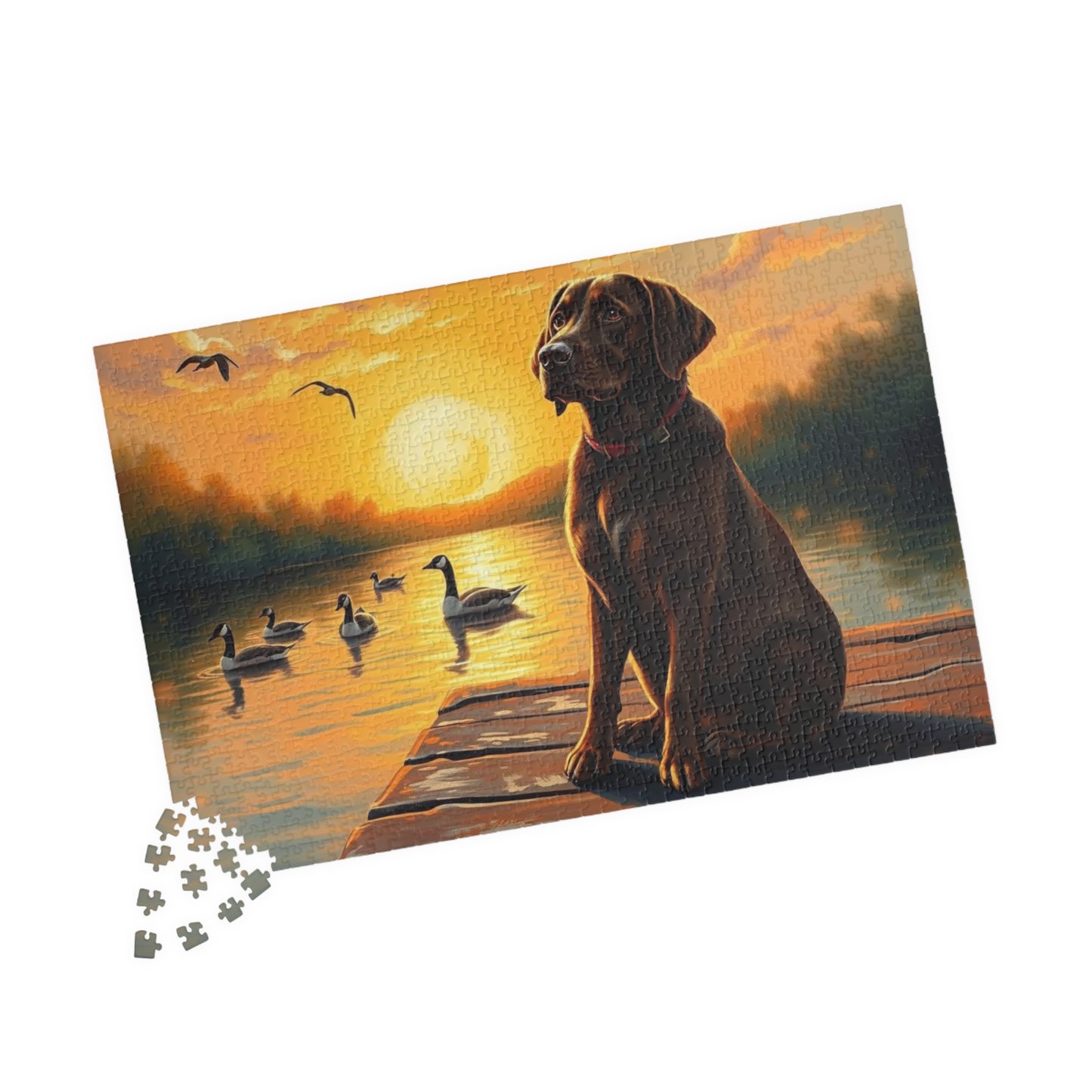 Majestic Sunset Dog Puzzle, Labrador Retriever Jigsaw Game for Family Game Night, Dog Lover Gift, Adult Puzzle for Relaxation, Nature Scene Puzzle The Puzzle Chest
